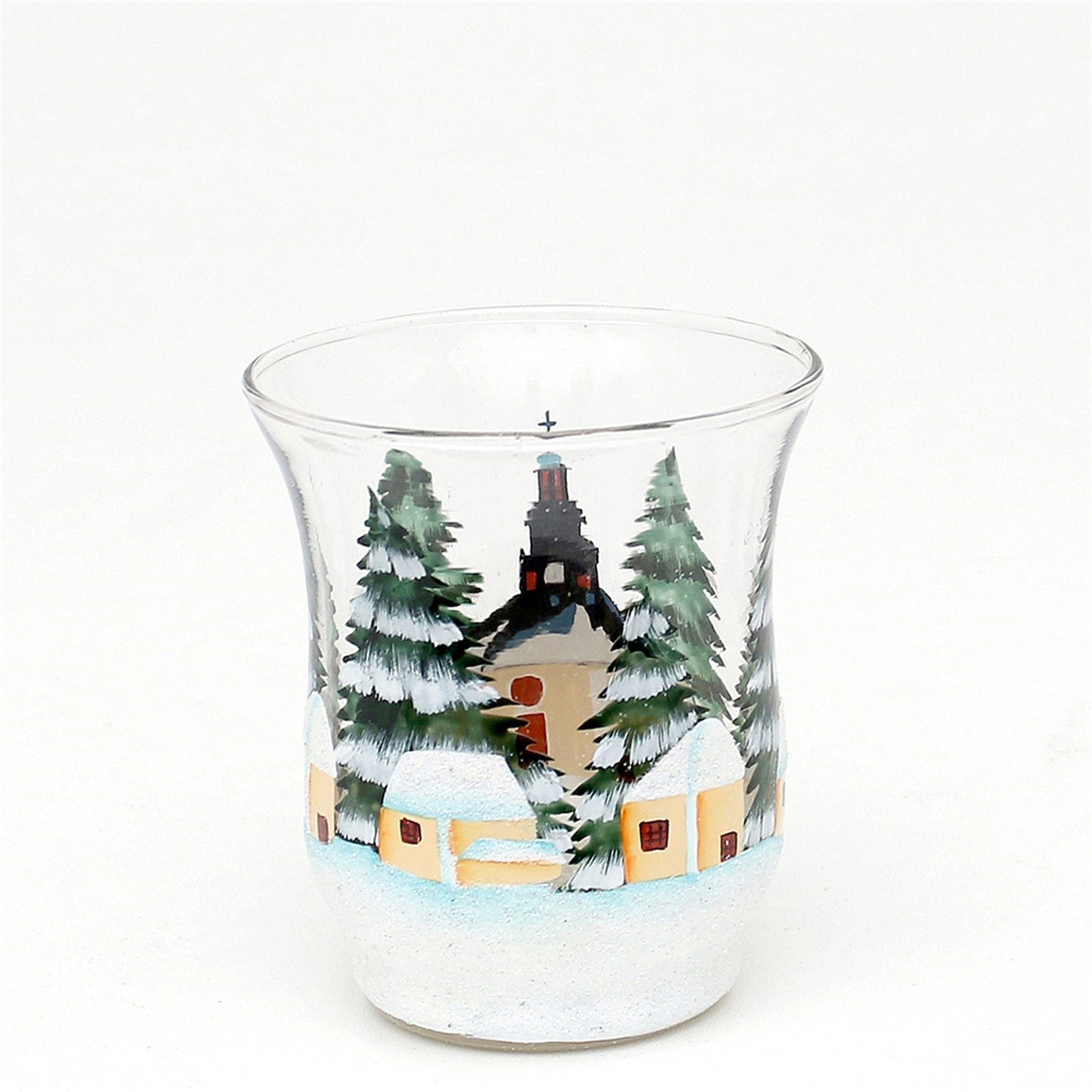 SIGRO Teelichthalter Teelichthalter Ø 8 cm aus Glas mit Weihnachtsmotiv (St günstig online kaufen
