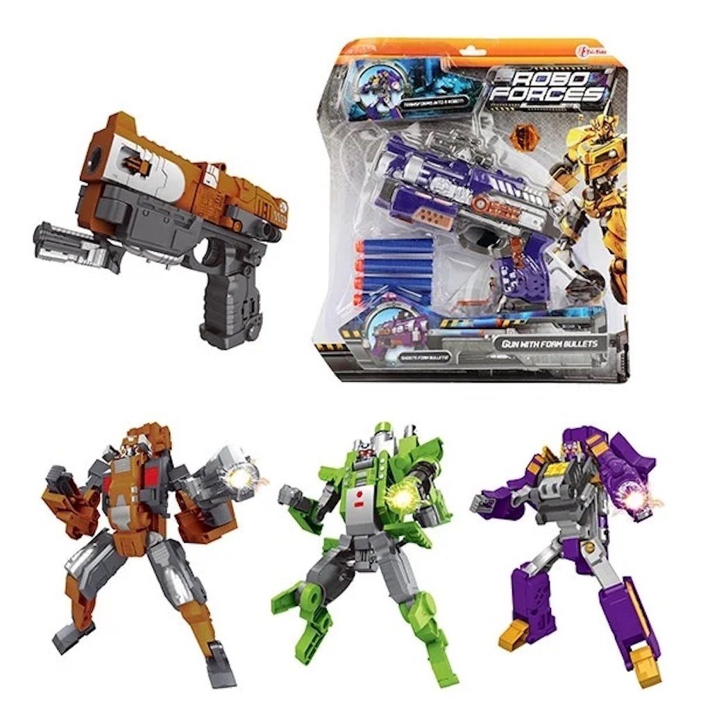 Toi-Toys Blaster Transformer Roboter Pistole mit Schuamstoffkugeln