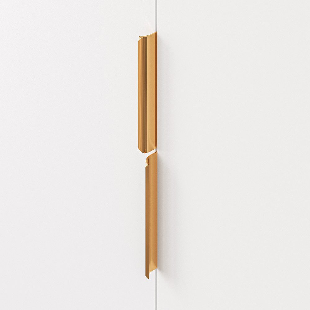 Lomadox Kleiderschrank VLORA-131 weiß mit goldfarbenen Griffen, 2-türig, B/H/T ca. 92/195/53 cm