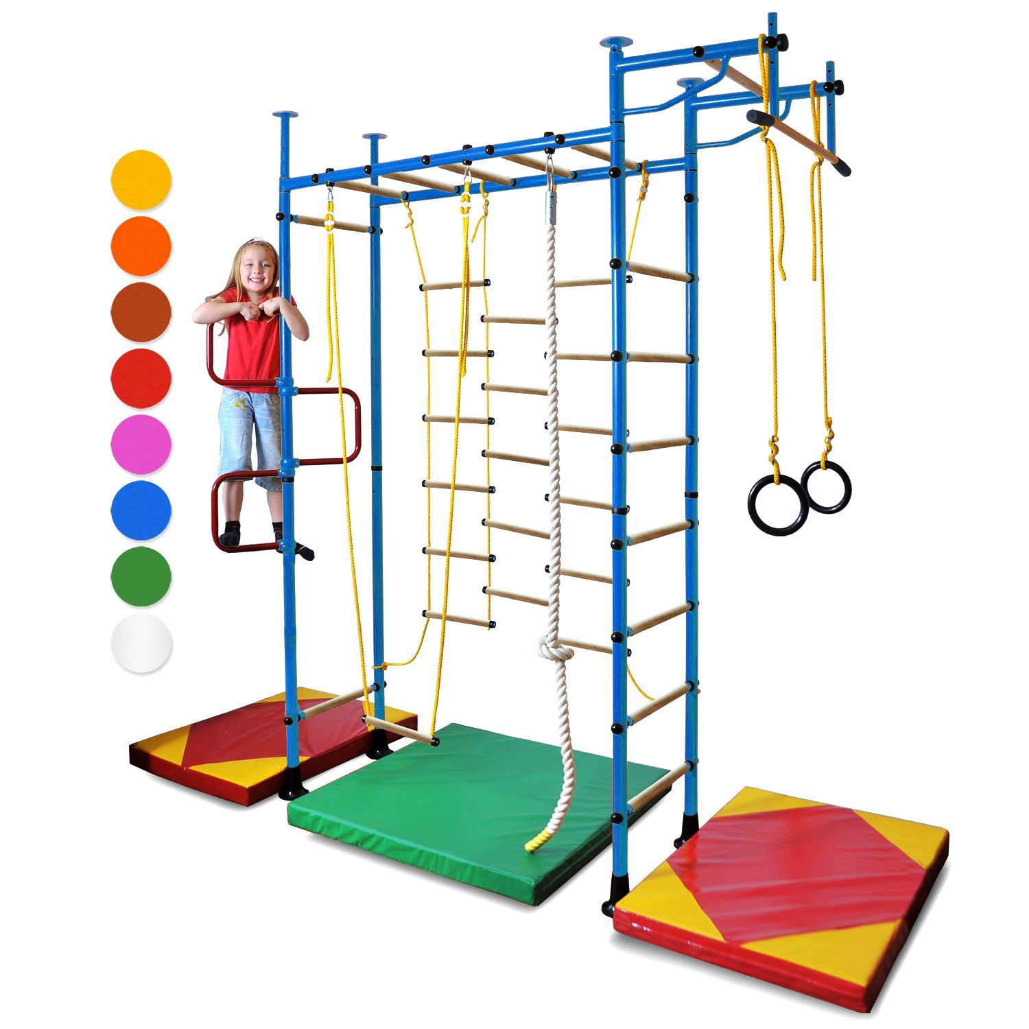 Sprossenwand Sprossenwand indoor Blau bohren, aufbau Kinderzimmer drei Farbe 6 (1er-Set), Kletterwand NiroSport ohne Höhenvarianten, M3