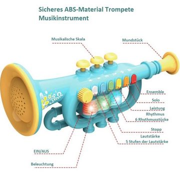 DTC GmbH Spielzeug-Musikinstrument Kindersaxophon-Spielzeug, Einstellbares Musikinstrument-Mintgrün, (Lasst uns zusammen ein Lied spielen)