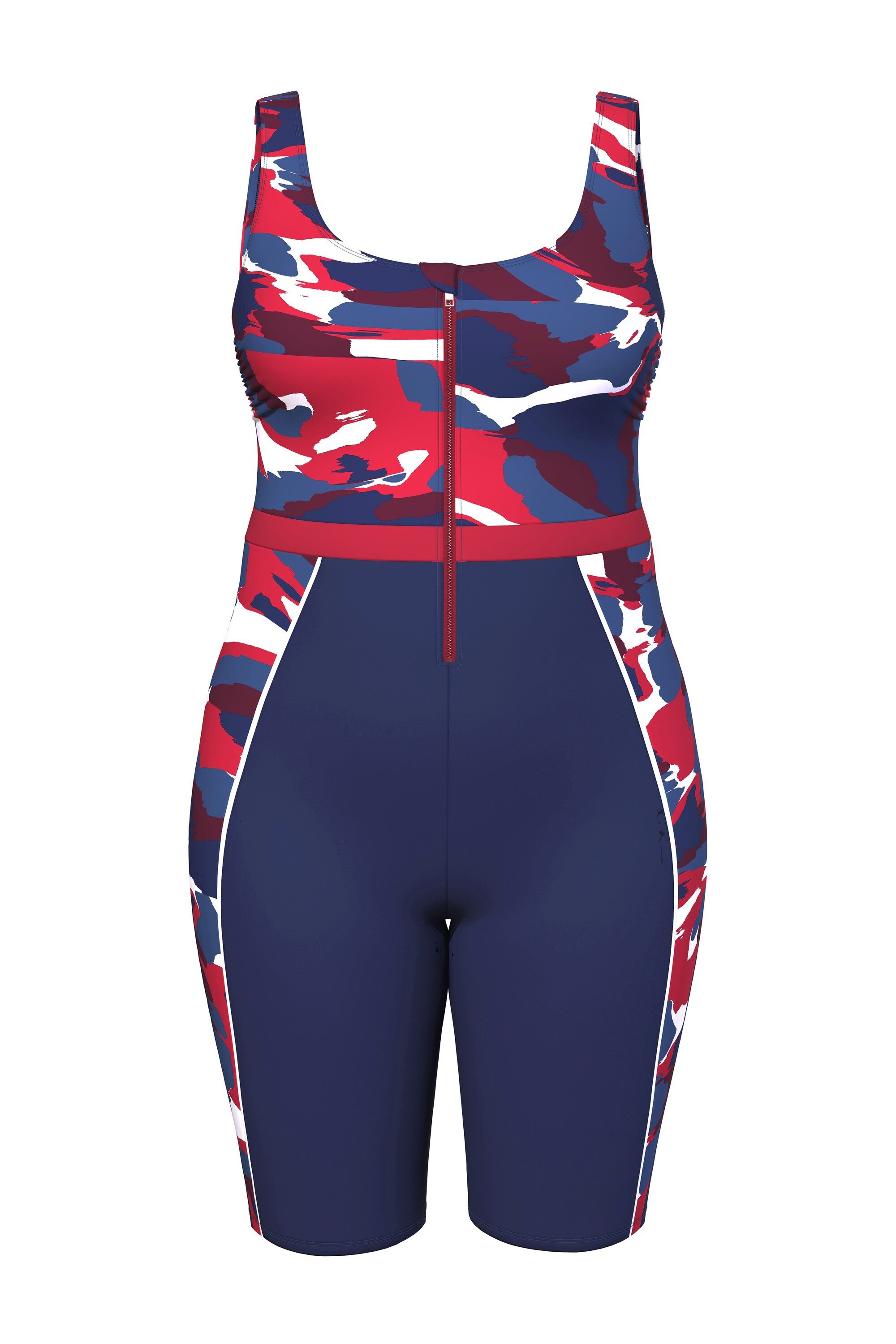 Ulla Popken Badeanzug Badeanzug langes Bein ohne Softcups Zipper günstig online kaufen