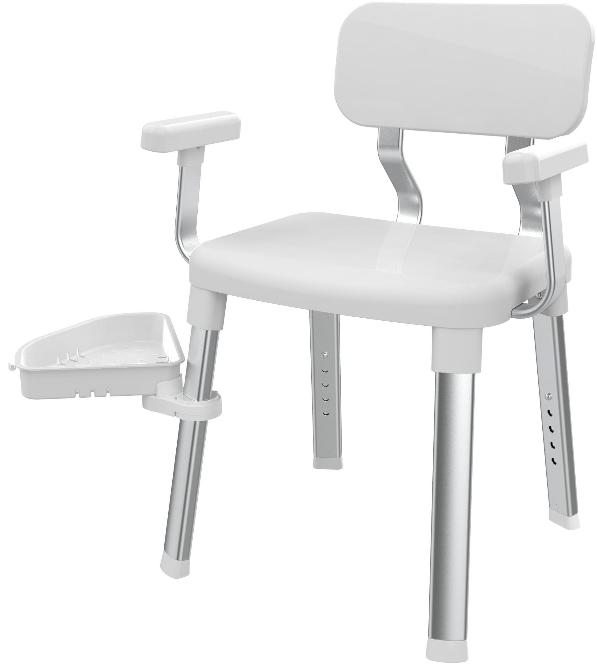 Bischof Dusch- und Badhocker Splash Deluxe, belastbar bis 150 kg, mit schwenkbarer Ablage 28x21cm