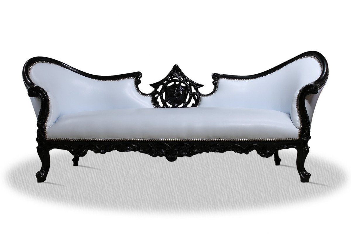 80 70 x H. Sofa cm Sofa Casa - 220 Barock x Vampire Couch Weiß Lounge Schwarz Padrino