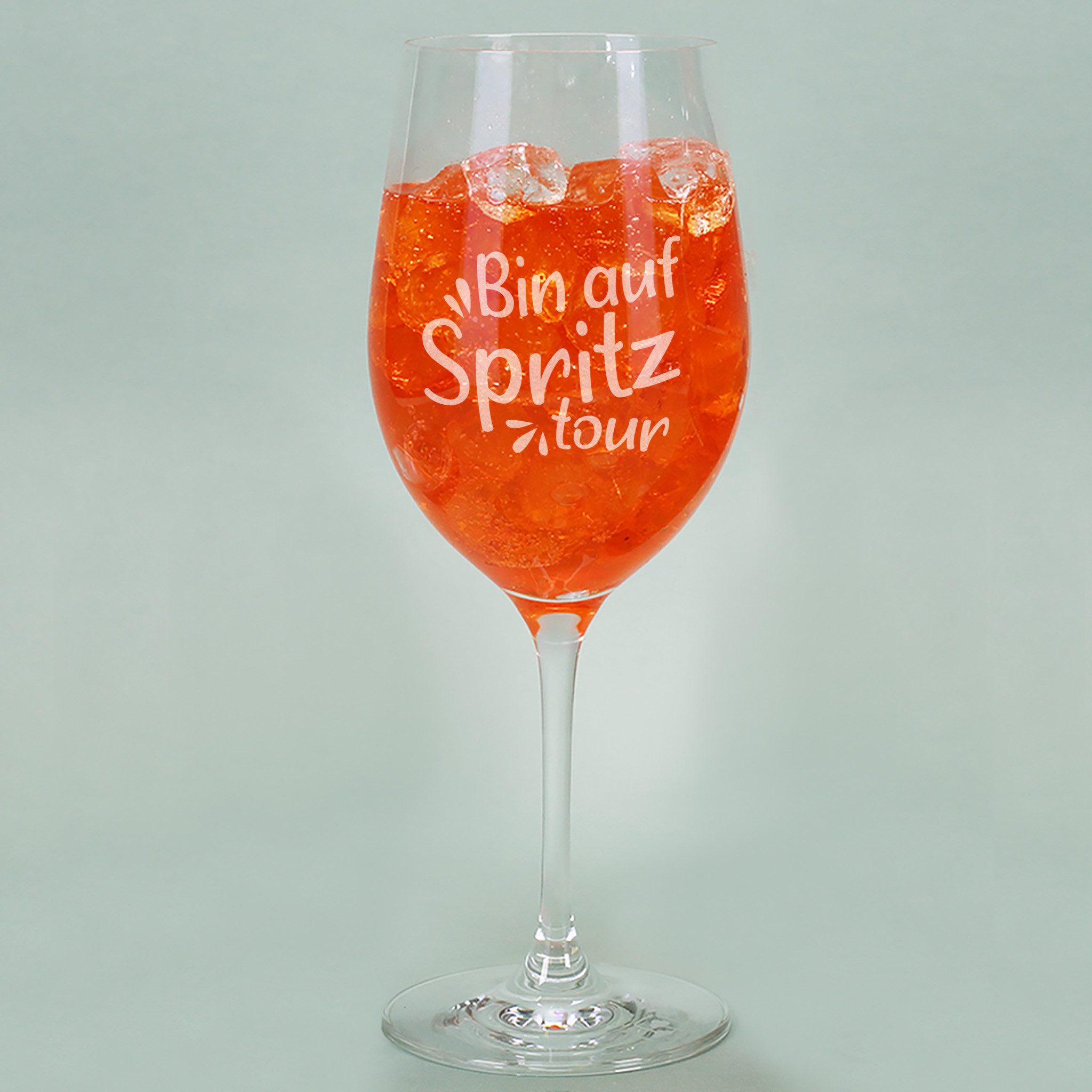 Herz & Heim Weinglas für Aperol Spritz mit Gravur, Teqton Glas, 430 ml, spülmaschinengeeignet, verschiedene Motive