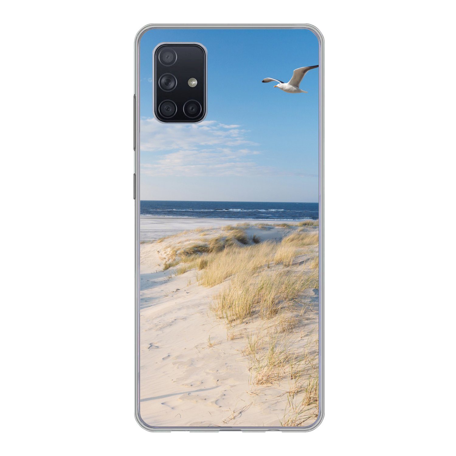 MuchoWow Handyhülle für Samsung Galaxy A71 Düne - Möwe - Strand - Meer - Sonne, Phone Case, Silikon, Schutzhülle Dünn