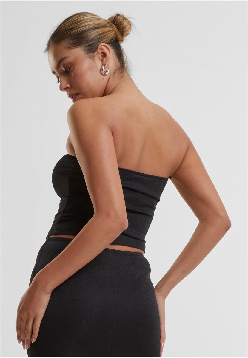 URBAN CLASSICS Tanktop Ladies Glitter Bandeau Top Damen schulterfrei