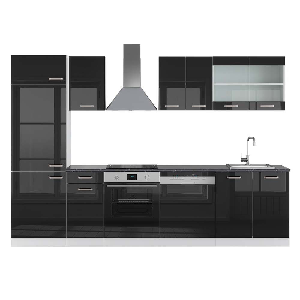 Vicco Küchenzeile R-Line, Schwarz Hochglanz/Weiß, 300 günstig online kaufen