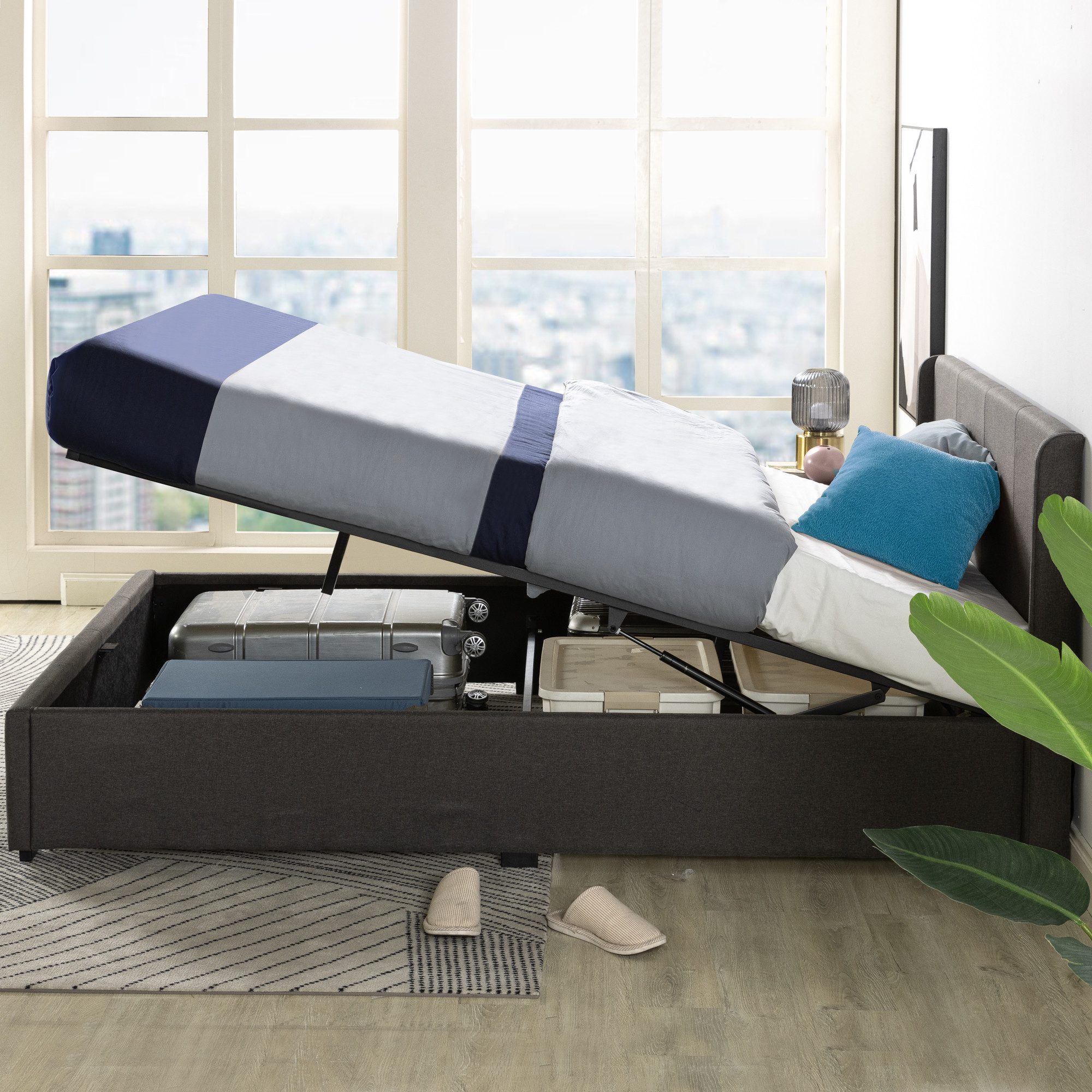 ZINUS Stauraumbett Maddon mit gepolstertem Kopfteil, 180x200 (Packung, 1-tl günstig online kaufen
