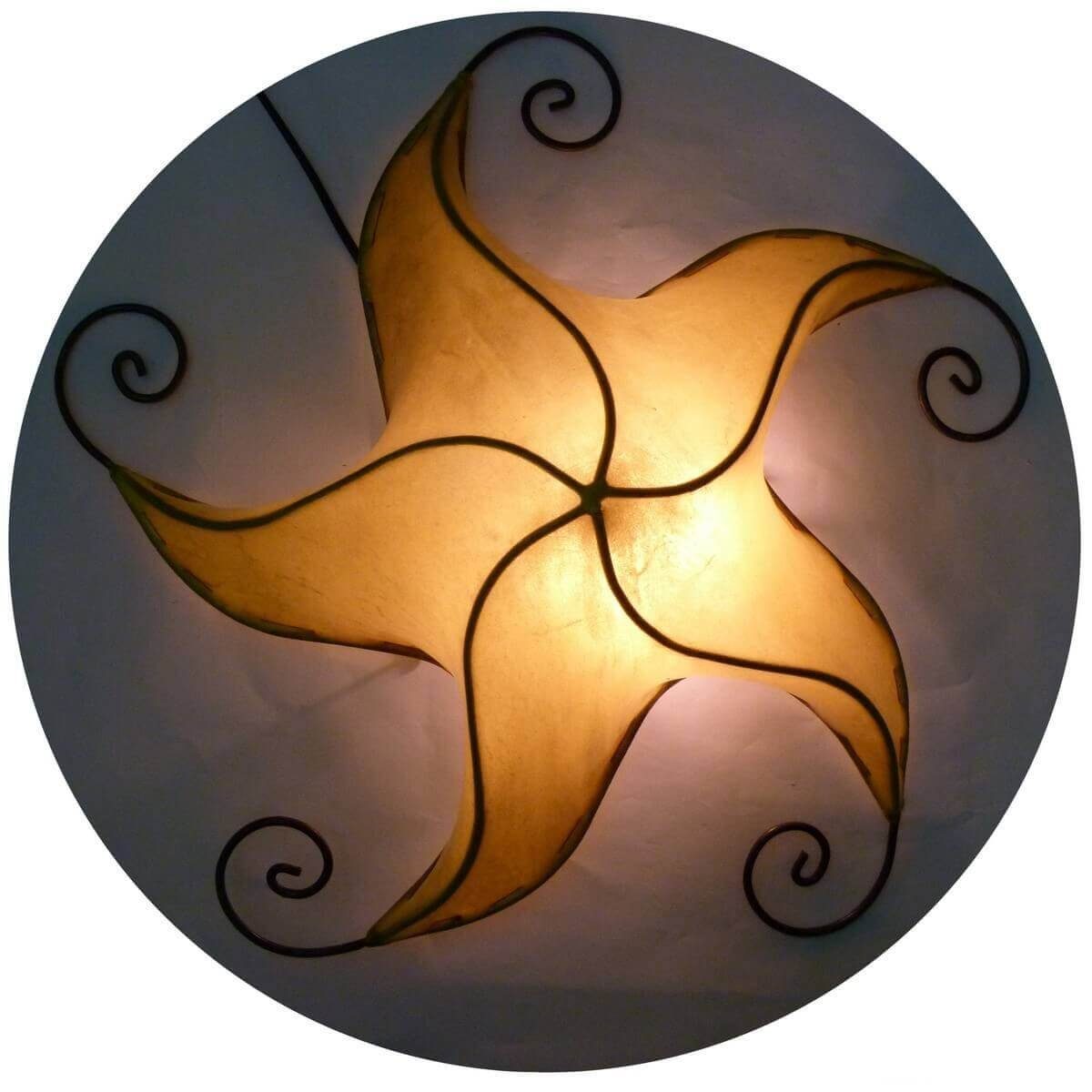 SIMANDRA Lampenschirm marokkanische Deckenlampe aus Leder STERN Nejma 50 cm