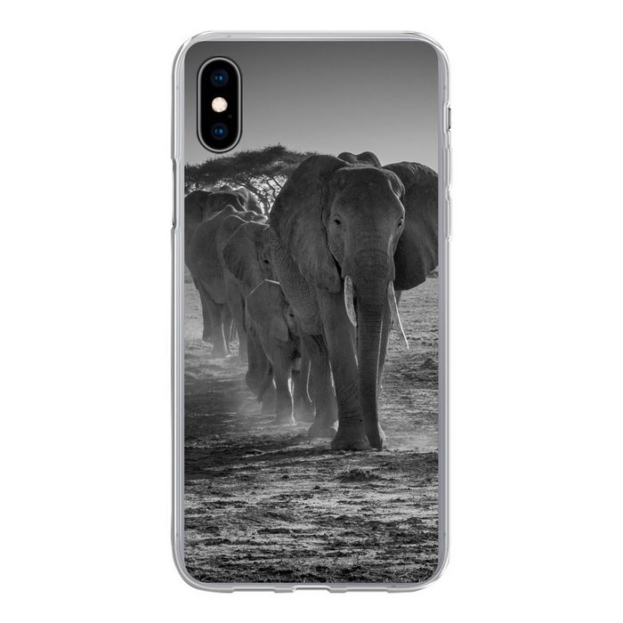 MuchoWow Handyhülle Elefanten in Kenia in Schwarz und Weiß Handyhülle Apple iPhone Xs Max Smartphone-Bumper Print Handy