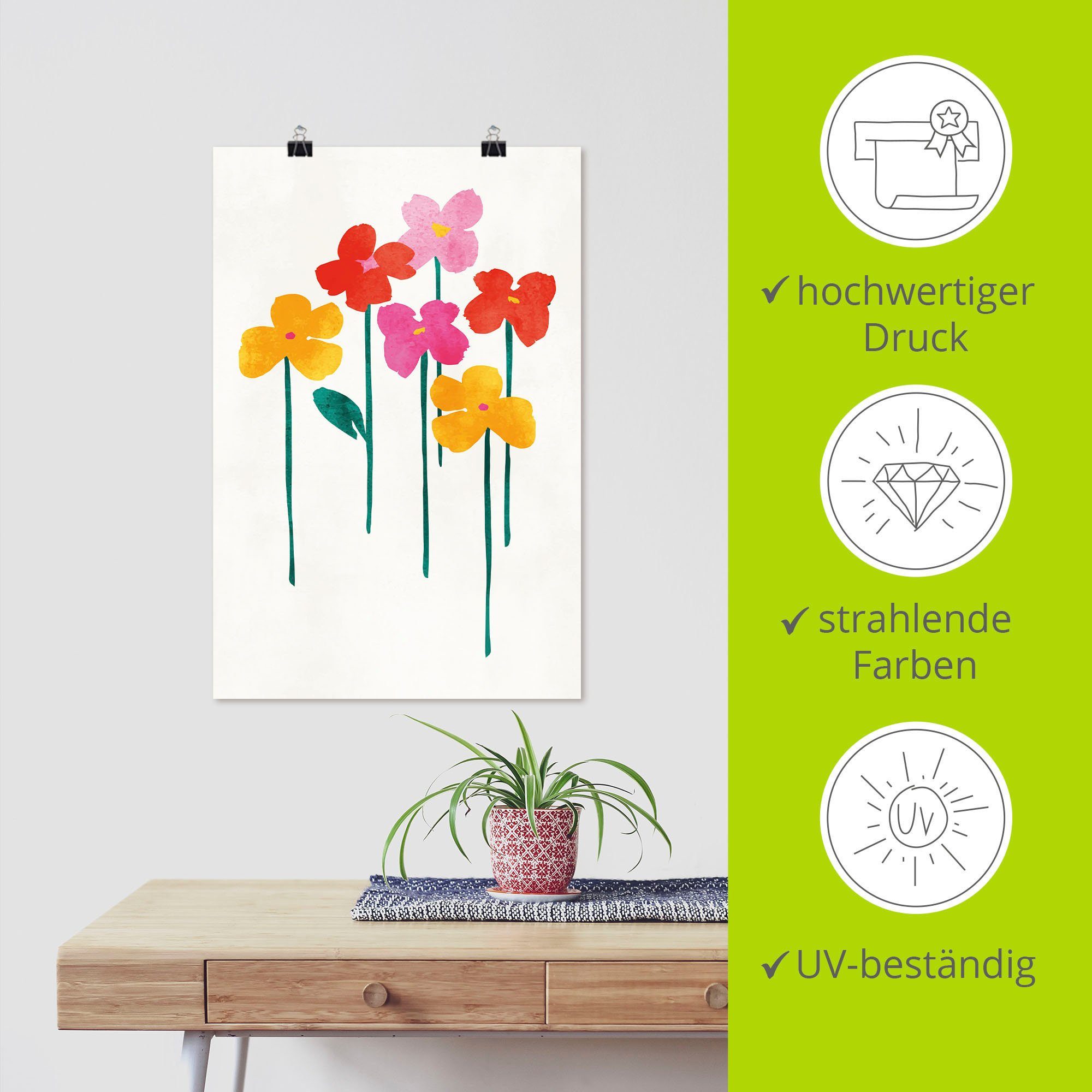 St), Artland glückliche Blumenbilder Blumen, Kleine Wandaufkleber Poster in oder Größen (1 Alubild, versch. Wandbild als Leinwandbild,