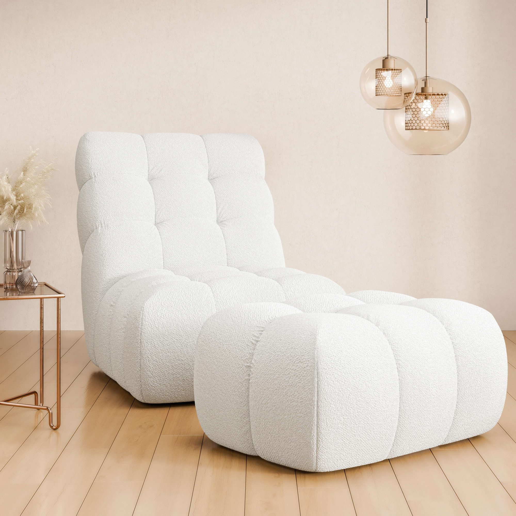 Home affaire XXL-Sessel AURELIAN Loveseat XXL mit Hocker im Set, Lese-Sessel, Relaxsessel, mit Wellenunterfederung, Struktur fein, Struktur grob, Velours