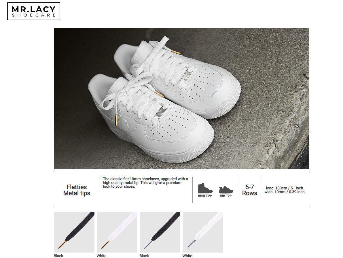 Mr. Lacy Schnürsenkel Flatties - Flache Sneaker Laces - 130 cm günstig online kaufen