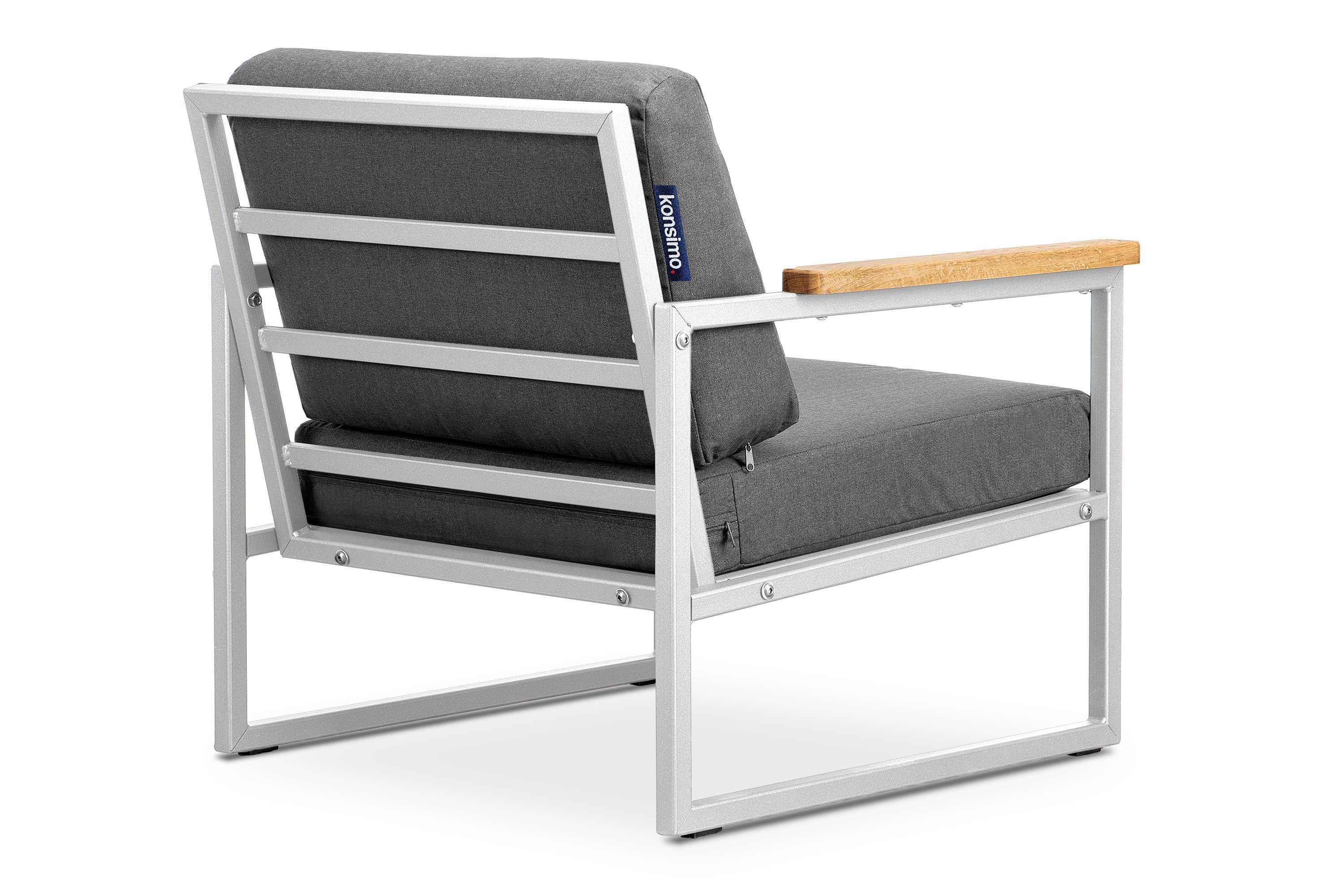 KONSIMO® Gartensessel TRIBO Gartenstuhl, hergestellt in der EU (1x Gartenstuhl, Maße: 70x65x60 cm, 1x Sessel), schmutz- und wasserabweisend,UV-Beständigkeit,Handarbeit