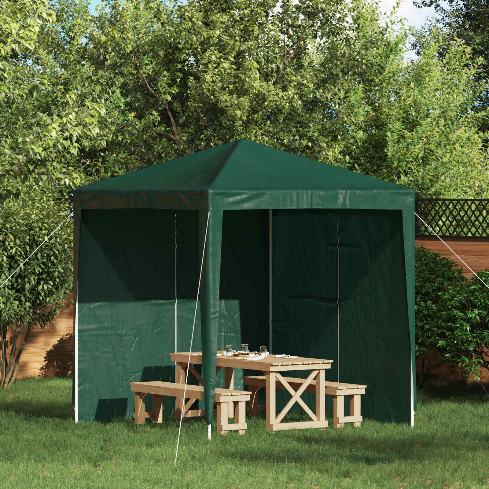vidaXL Partyzelt Party Zelt Seitenteil 2 pcs Grün 200 x 195 cm PE und Stahl
