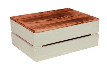 CHICCIE Holzkiste Regale Weiß Geflammt 38x28x15cm - Kiste Box (1 St)