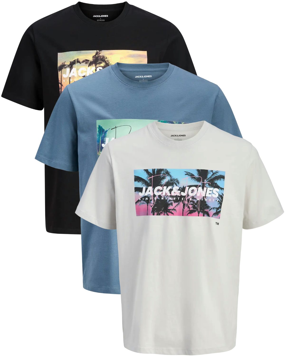 Jack & Jones Print-Shirt (Spar-Set, 3er-Pack) mit Logodruck, aus Baumwolle