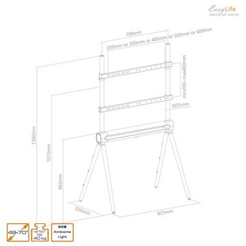 easylife 4-Bein TV Stativ mit LED Ambiente Beleuchtungbis 70'' & 40kg TV-Ständer