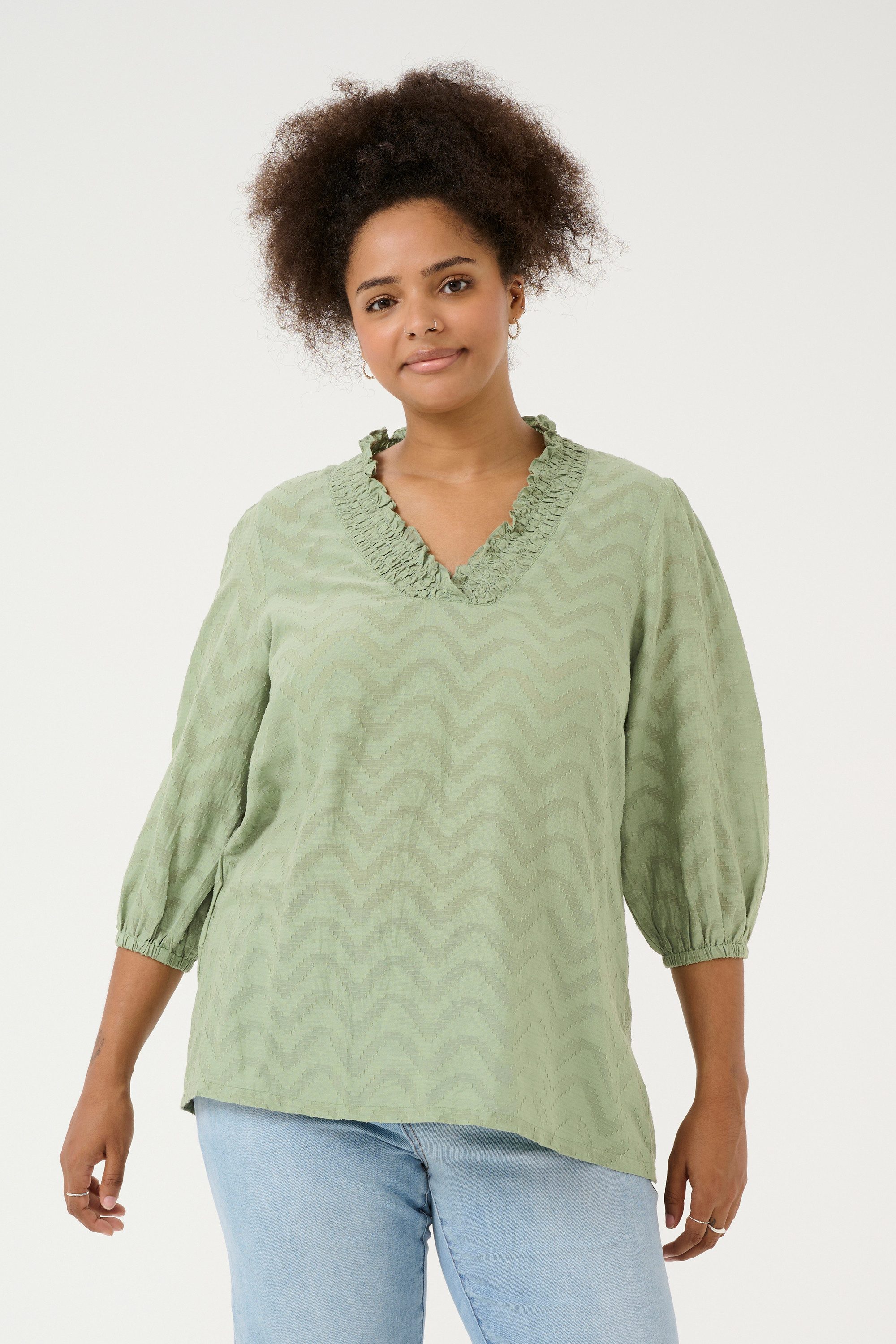 KAFFE Curve Langarmbluse Langarm-Bluse KCvitana Große Größen günstig online kaufen