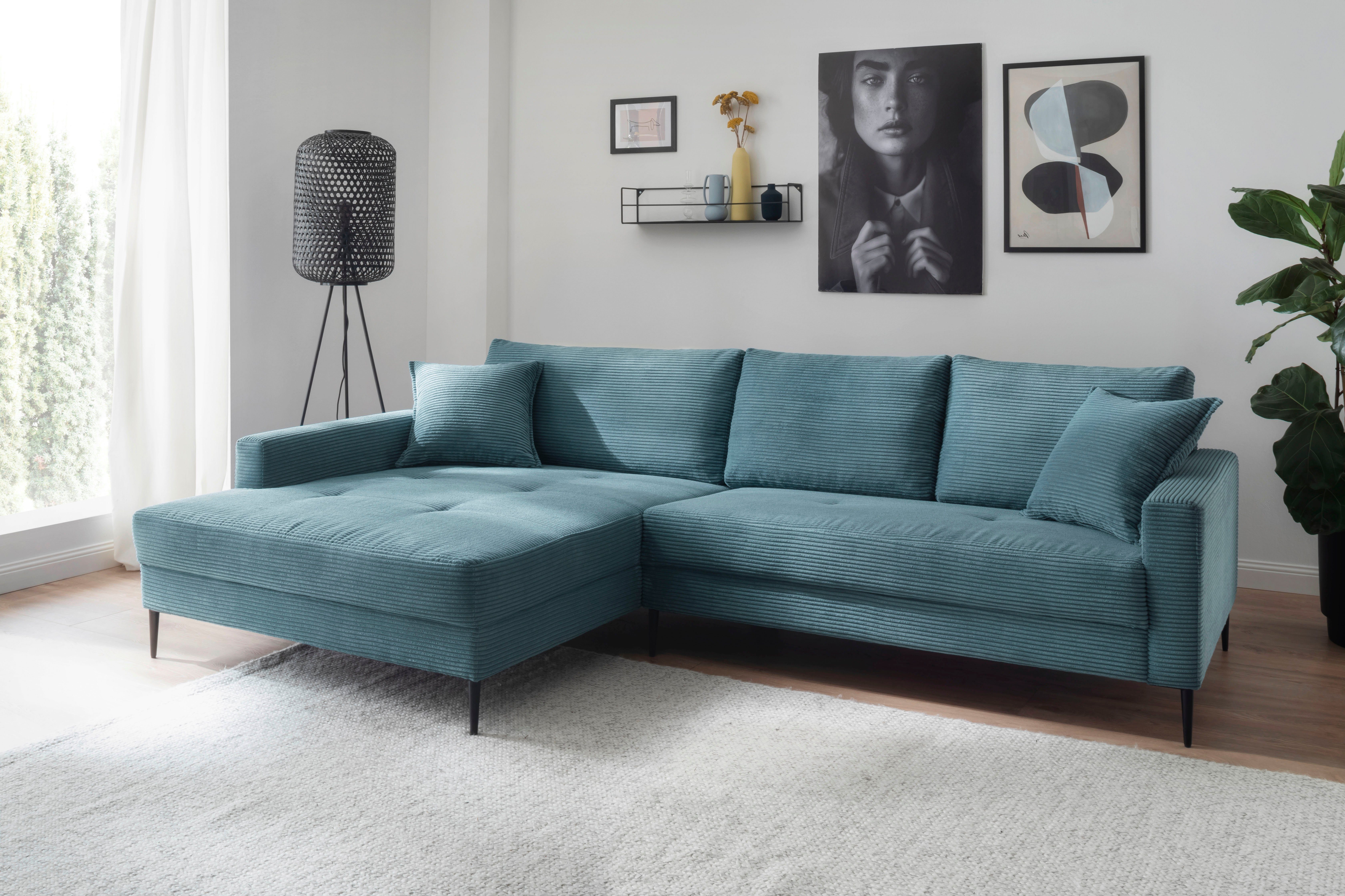 Trends by HG Ecksofa Summer L-Form, in Cord-Stoff mit Metallfuß günstig online kaufen