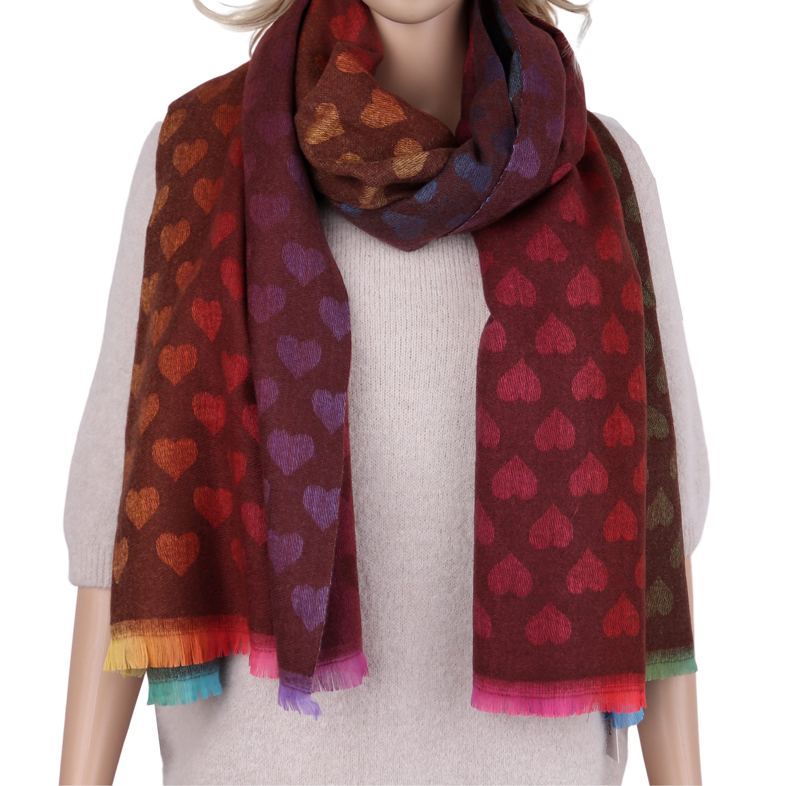 MIRROSI Modeschal weicher und warmer Schal Herzen Muster, 65x185cm, (Herzen Muster ; ca. 260 Gramm; Neue Kollektion Herbst/Winter 2025), Damen Halstuch ideal für Herbst und Winter