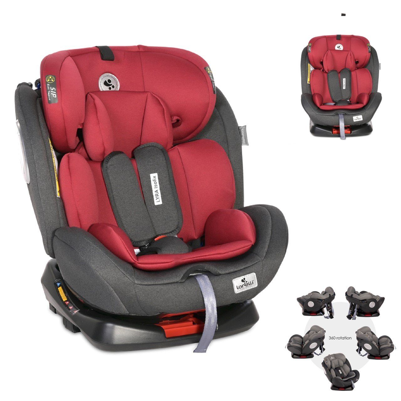 Lorelli Autokindersitz Kindersitz Lyra Gruppe 0+/1/2/3, bis: 36 kg, (0 - 36 kg) Kissen, 5-Punkt-Gurt rot