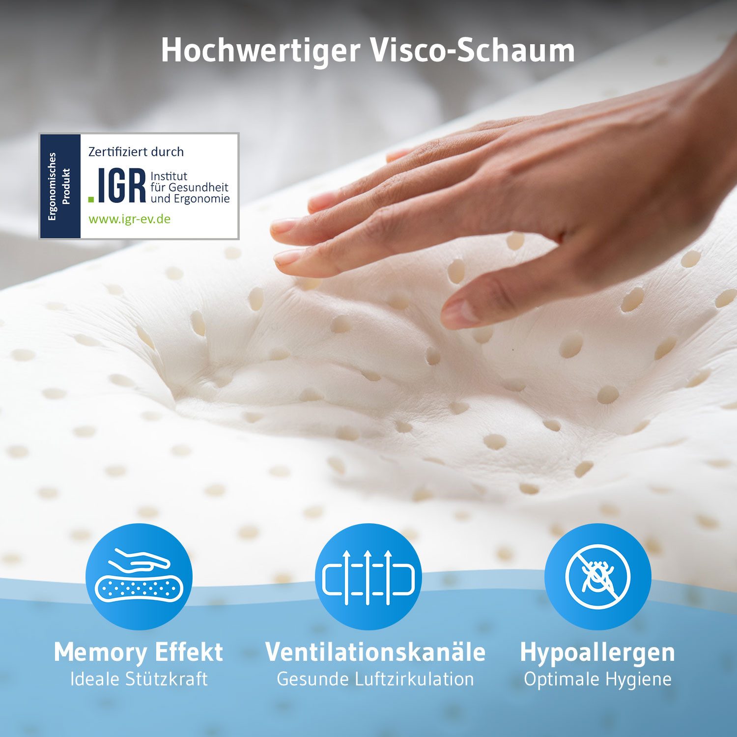 Third of Life Reisekissen VOLAR QD, Hochwertiges kleines Kissen mit Viscoschaum & Thermo-Bezug, Hochwertiges kleines Kopfkissen mit Visco-Schaum und Thermo-Bezu – Bild 3 von 5