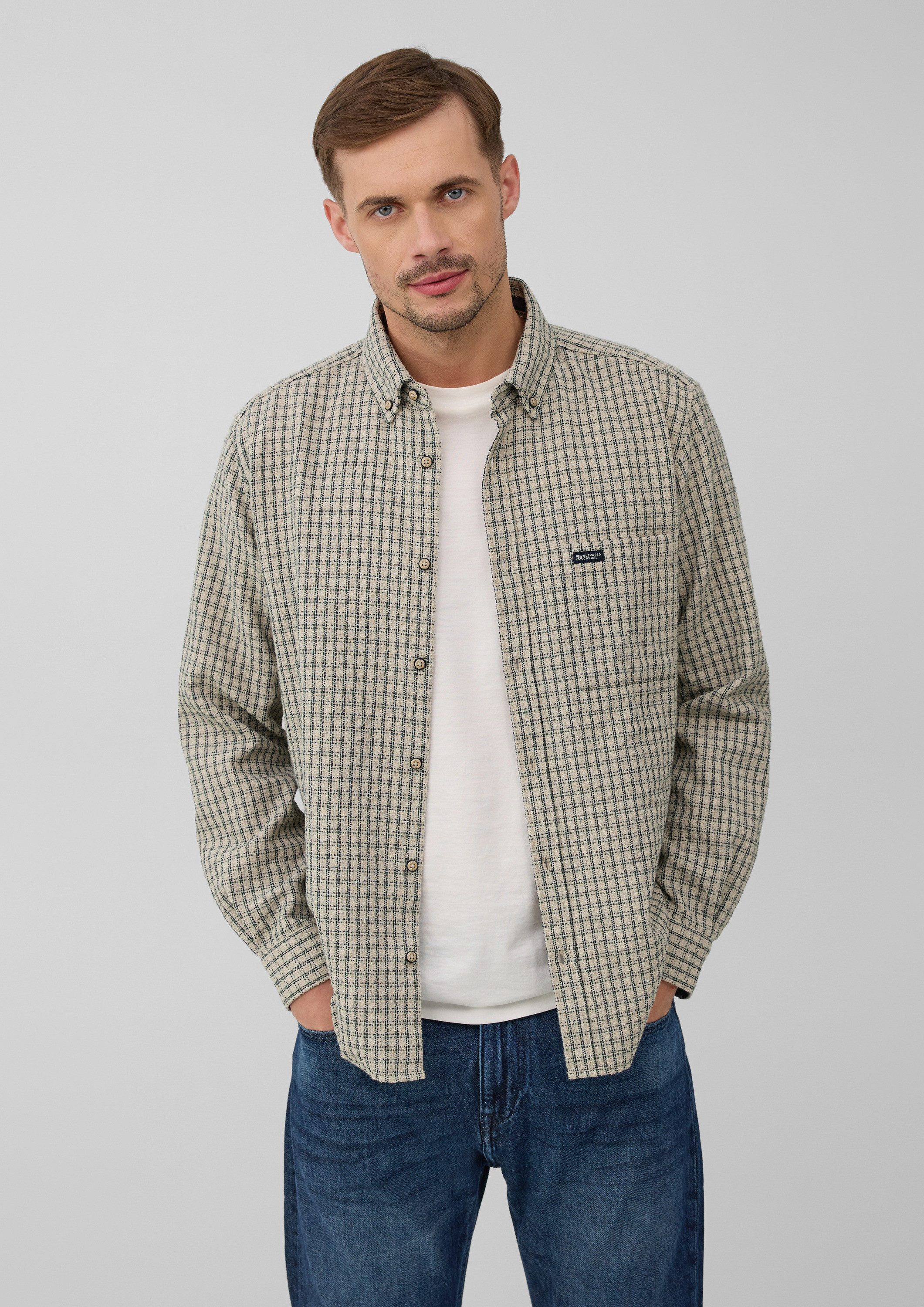 s.Oliver Langarmhemd Hemd Regular Fit: Kariertes Hemd aus Baumwolle günstig online kaufen