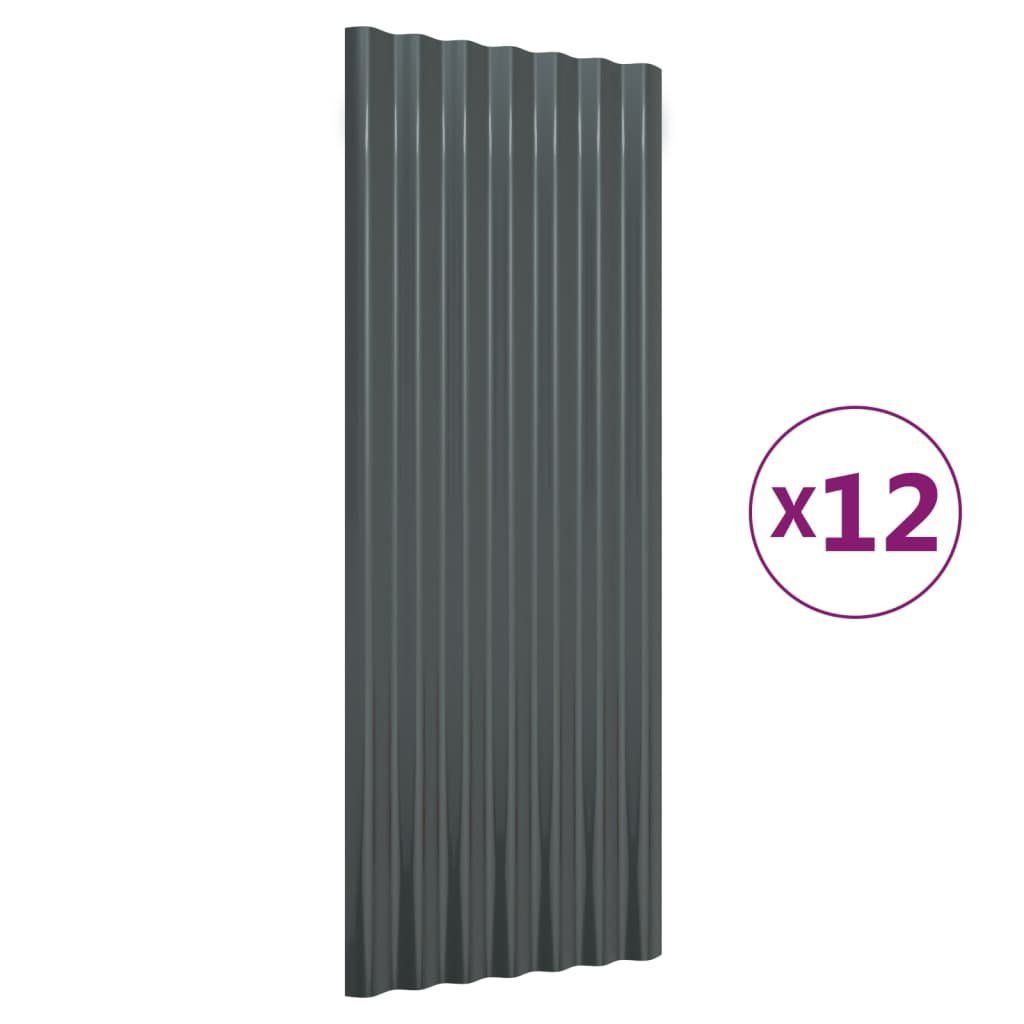 vidaXL Dachschindeln 100 x 36 cm Dachpaneele 12 Stk Pulverbeschichteter Stahl Anthrazit 100