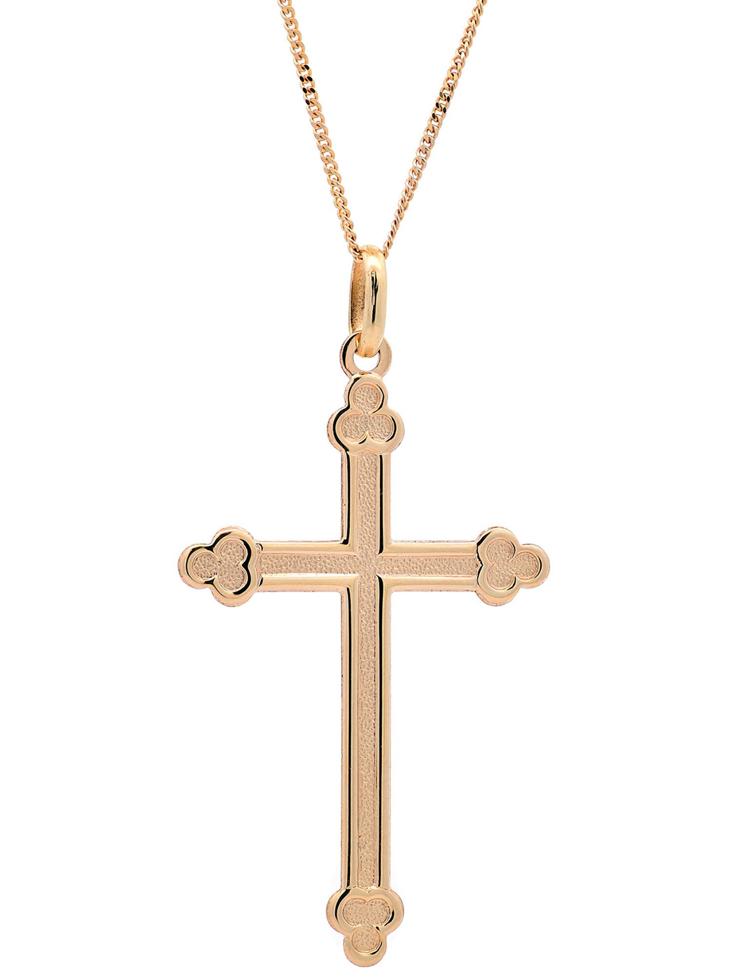 Kettenanhänger Anhänger Kreuz mit 1,1 mm Goldkette 36 cm 585-14 Karat Gold