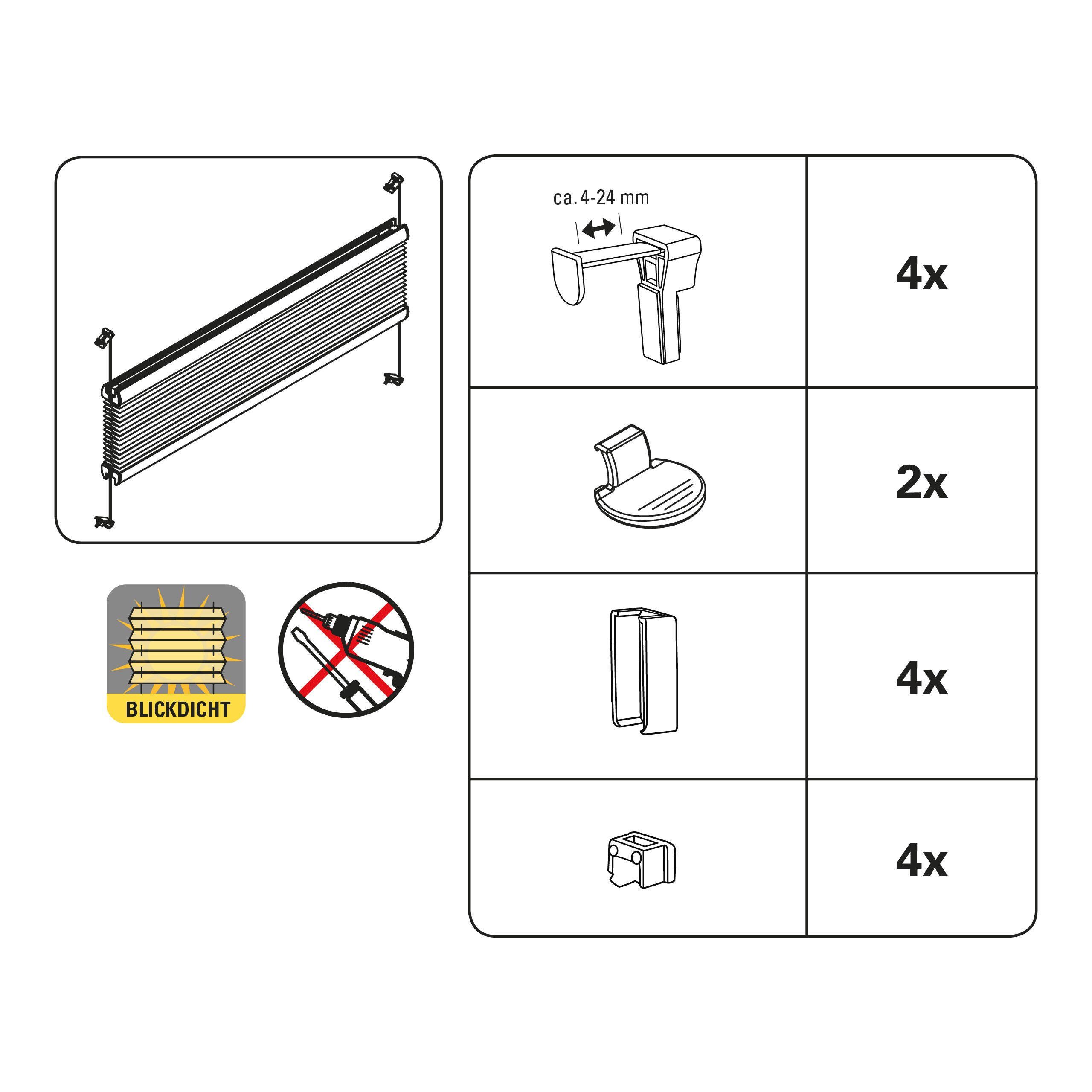 80 x cm, Plissee Gardinia Lichtschutz, Plissee weiß GARDINIA, Maja 130 standard EASYFIX