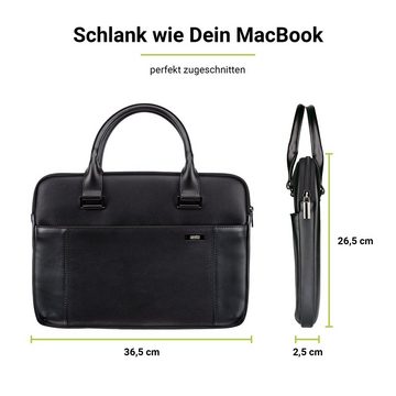 Artwizz Businesstasche Leather Bag, Notebook Ledertasche mit Zubehörfach, Schwarz, 15/16 Zoll