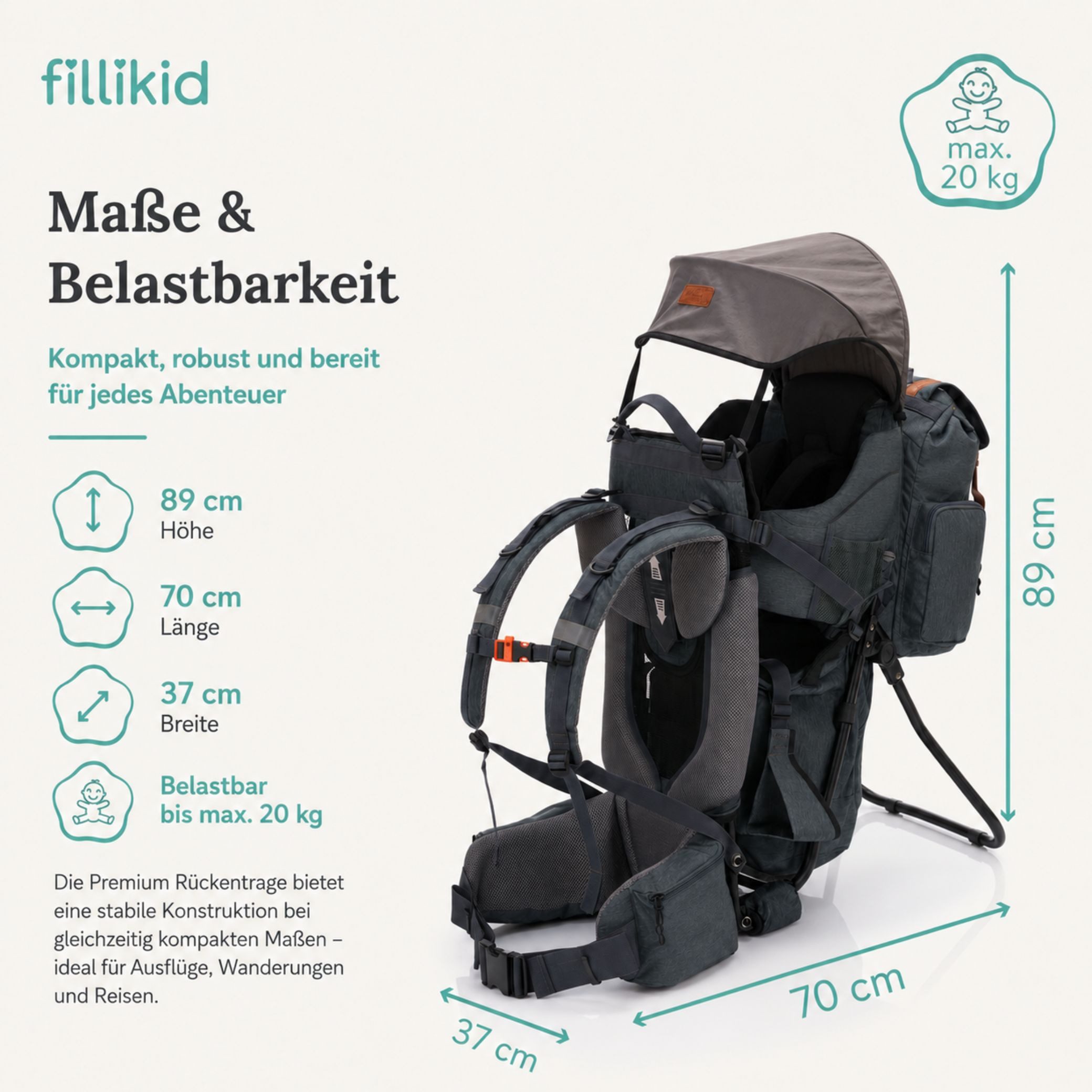 Fillikid Bauchtrage Rückentrage Premium Exclusiv