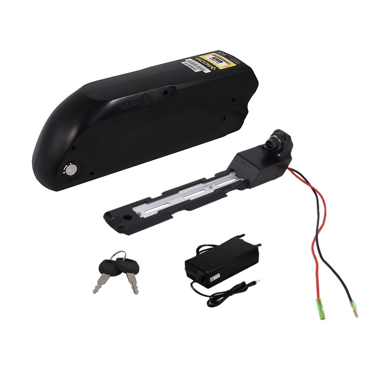 Patona E-Bike Akku Down Tube Fahrradakku inkl. Ladegerät E-Bike Akku E-Bike Akku 14500 mAh (36 V, 1 St), Netzteil Halterung Schloss