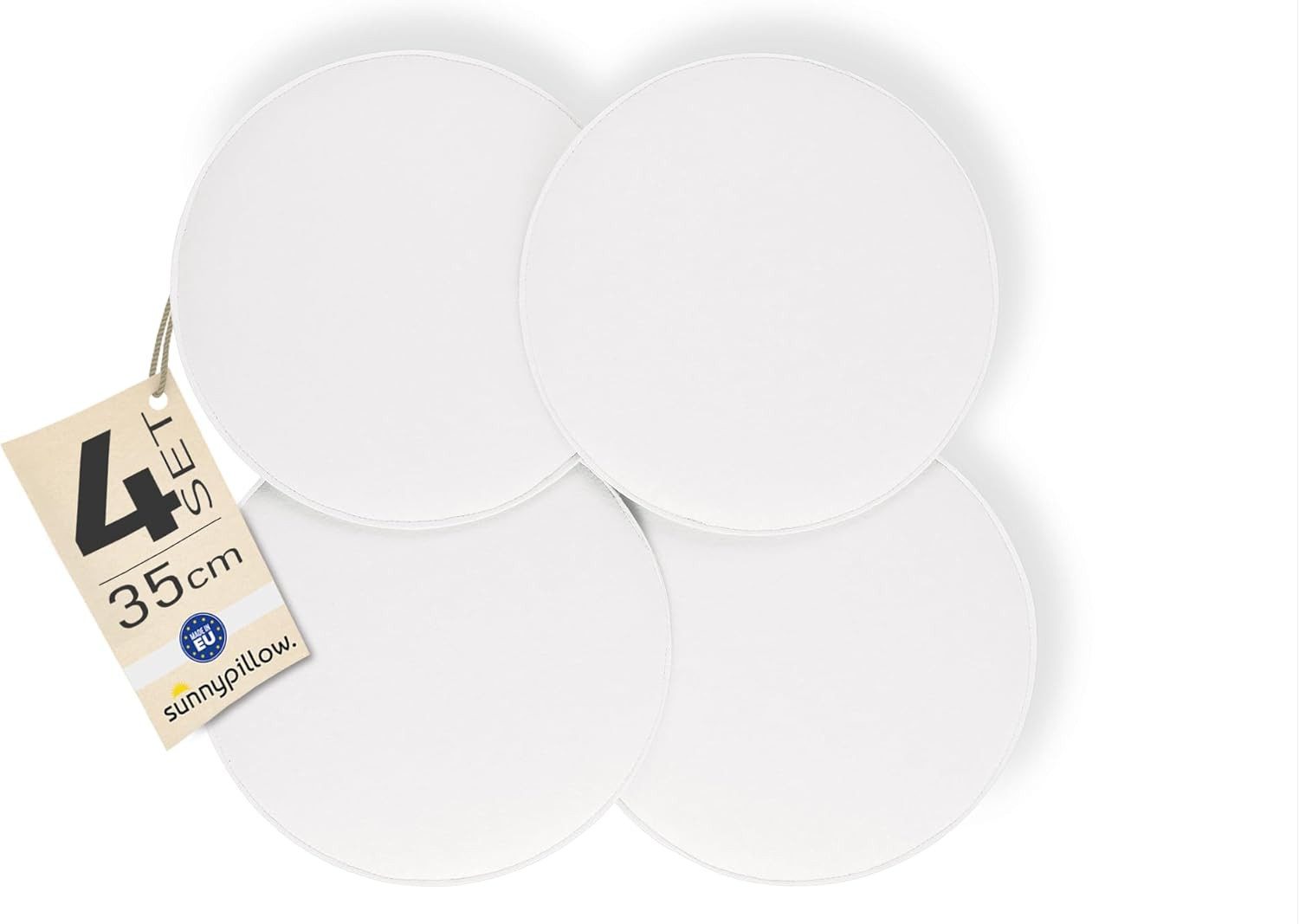 sunnypillow Stuhlkissen 4er Set Sitzkissen Filz Stuhlkissen rund Ø 36cm Filzkissen, Weiß