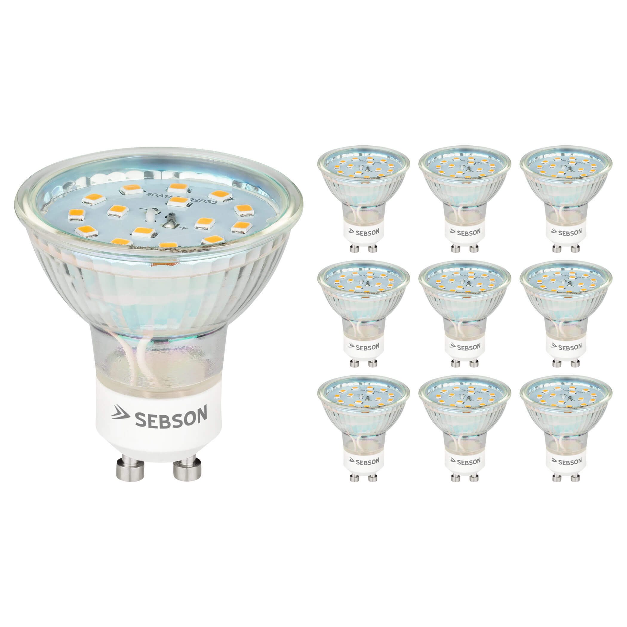 SEBSON LED-Leuchtmittel LED Lampe GU10 5W warmweiß 3000k 230V Leuchtmittel - 10er Pack, 10 St.
