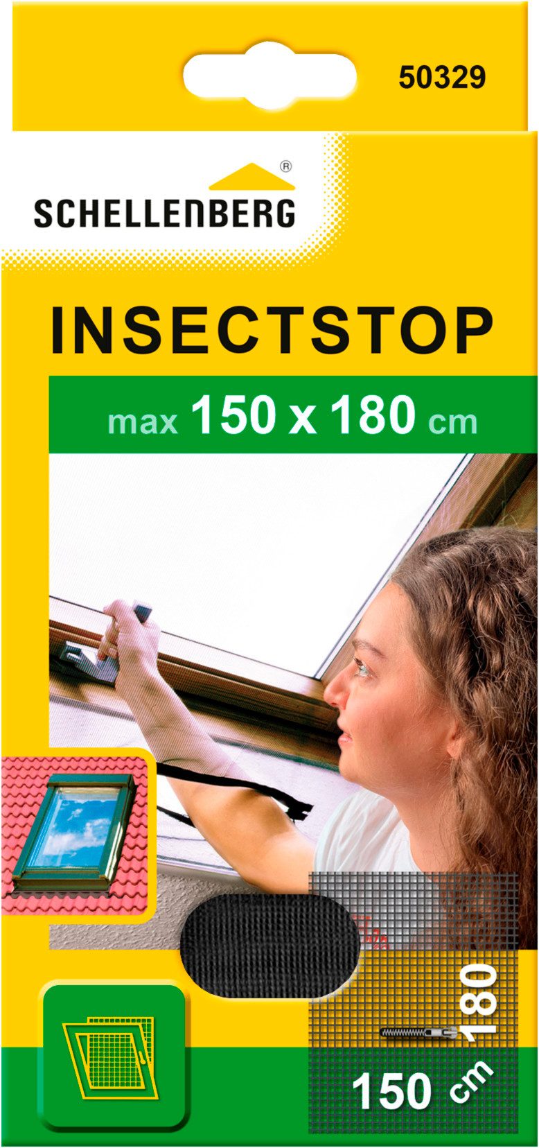 SCHELLENBERG Москитная сетка-Gewebe für Dachfenster mit Reißverschluss, (Set, 1-St), Insektenschutz ohne bohren, 150 x 180 cm, anthrazit und weiß