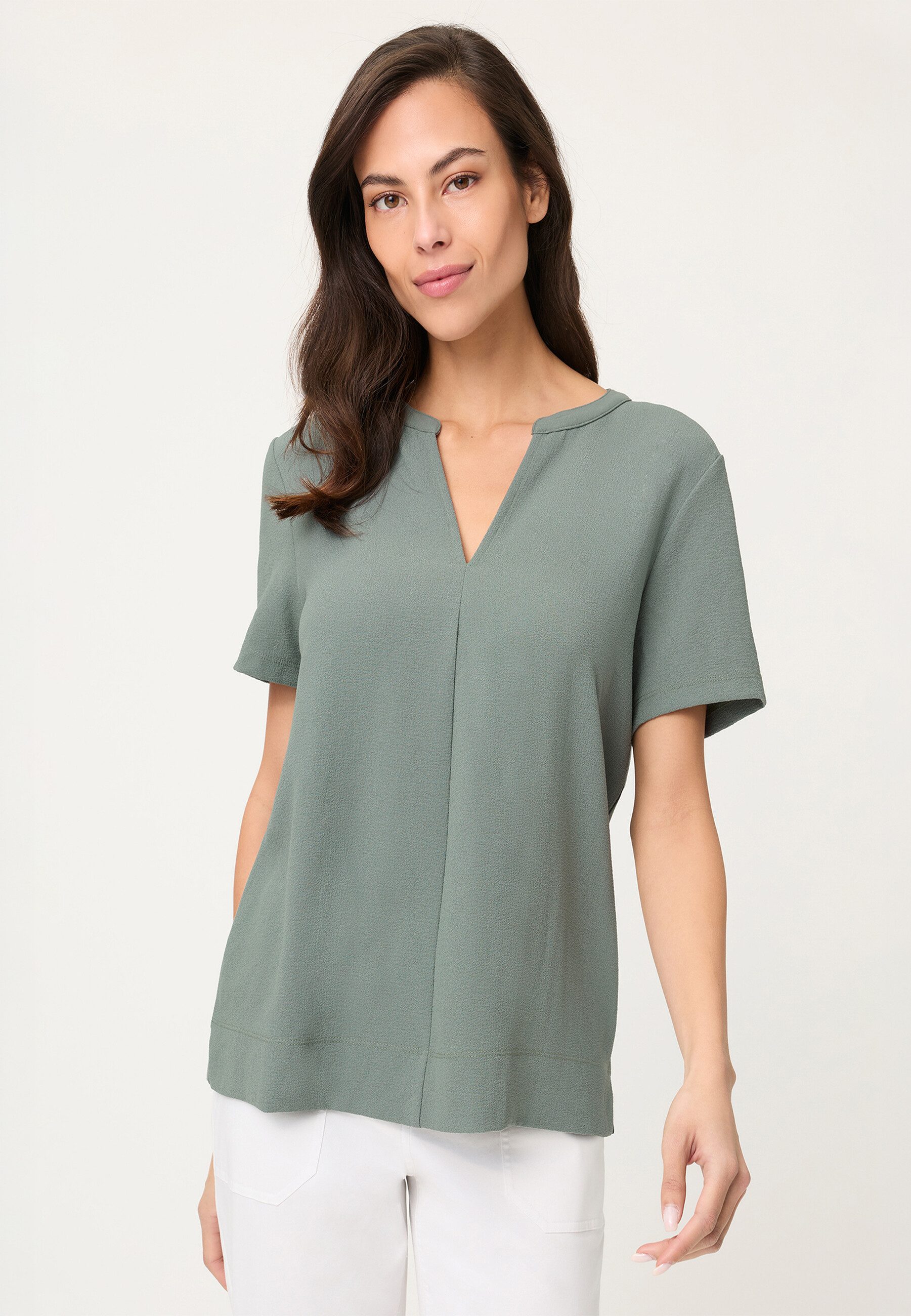 Olsen Tunikashirt Shirt im Materialmix mit Tunikaausschnitt