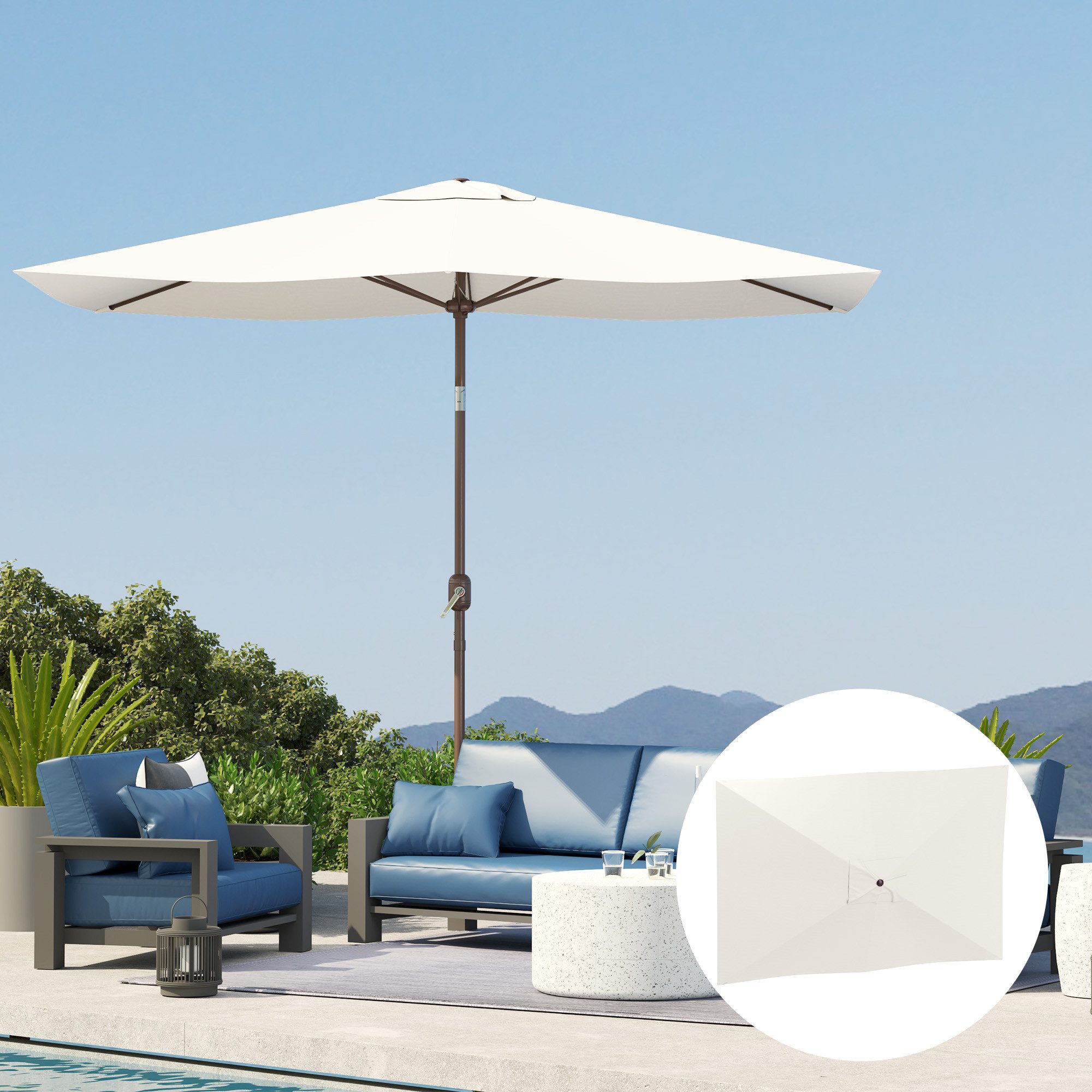 AIMAX Ersatzschirmbespannung Sonnenschirm Ersatzbezug 2x3 m 6 Streben wasserdicht UV50+