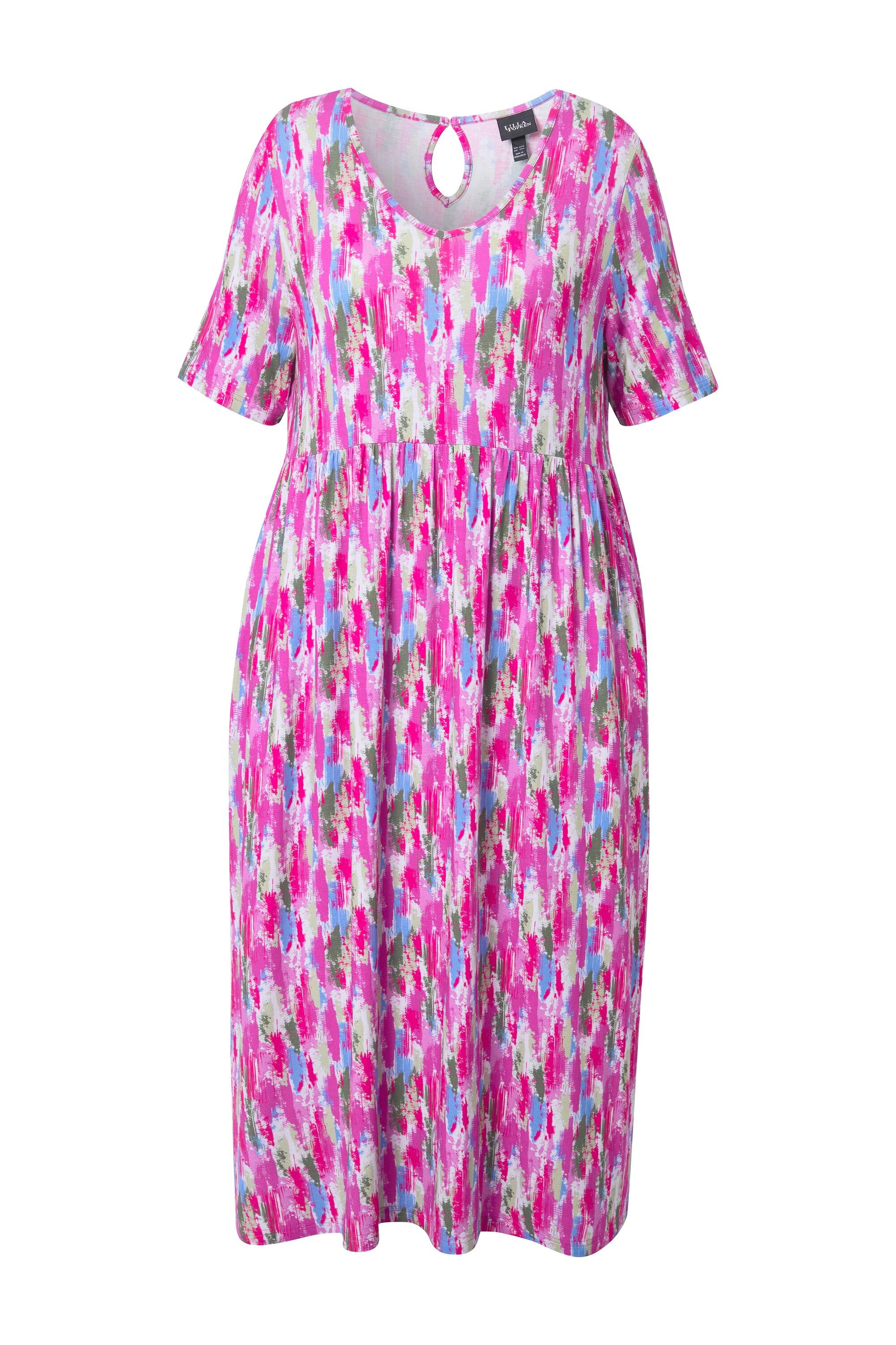 Ulla Popken Jerseykleid Jersey-Midikleid A-Linie V-Ausschnitt günstig online kaufen