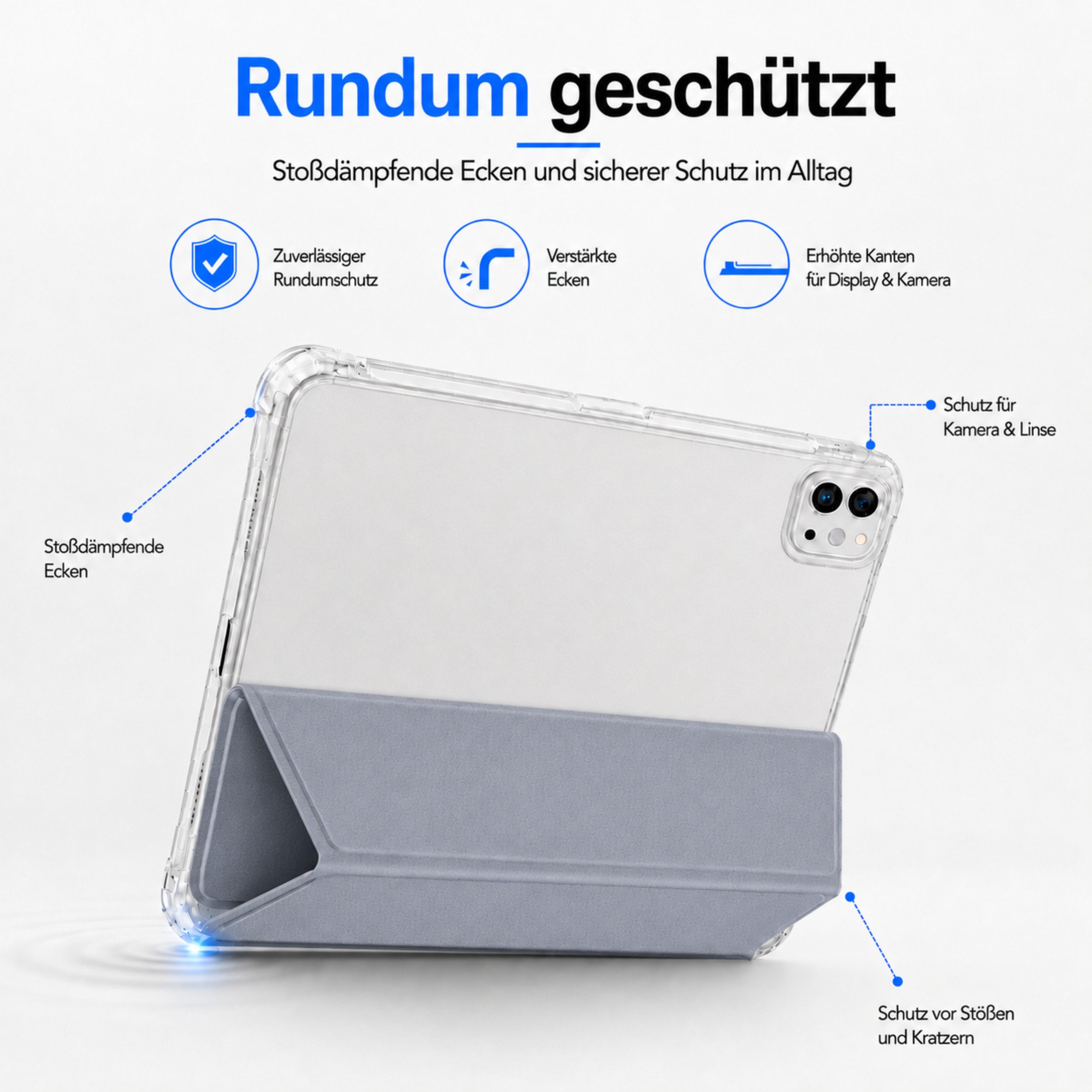 PlugUp Tablet-Hülle iPad Pro 13 Zoll (M4/M5) 2024/2025 mit Stifthalter - Mit Stifthalter 13 Zoll, iPad Pro Hülle mit Stifthalter, dünn & transparente Rückseite – Bild 5 von 5