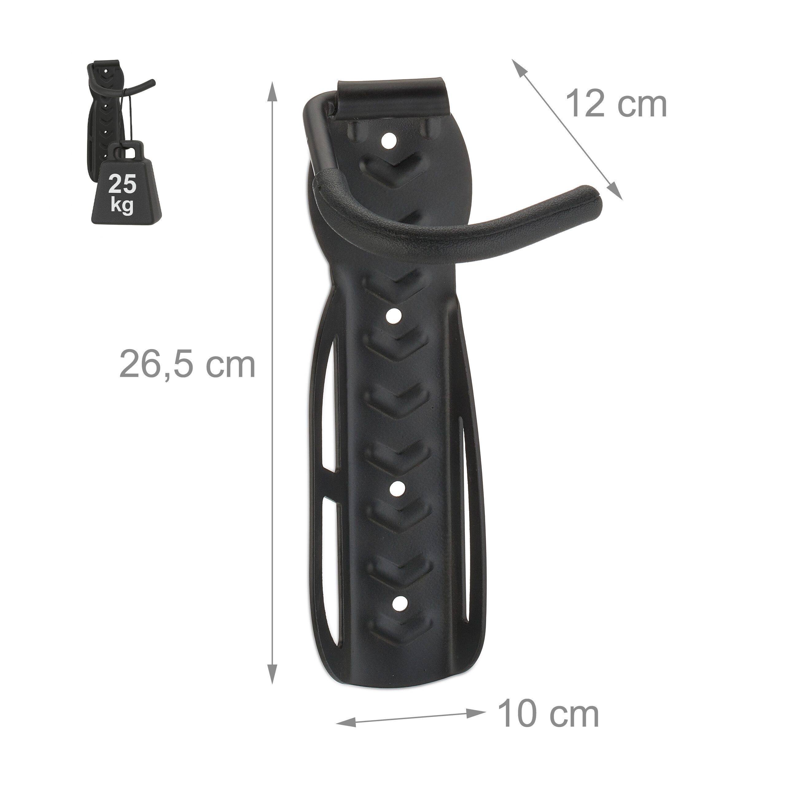 relaxdays bicycle wall mount, bicycle wall holder, 2-pack