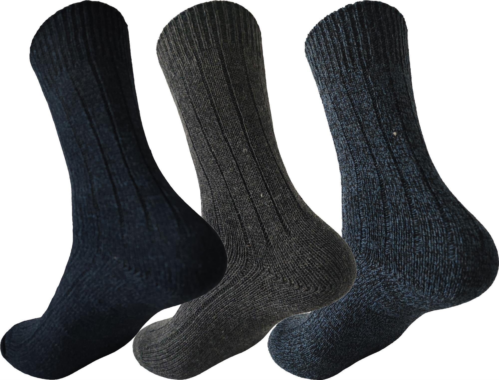 EloModa Arbeitssocken 3 Paar Arbeiter-Socken Work Wollsocken Strick, 39-42 43-46 (3-Paar) 3 Paar, D-Blau, D.Grau, D-B-Meliert
