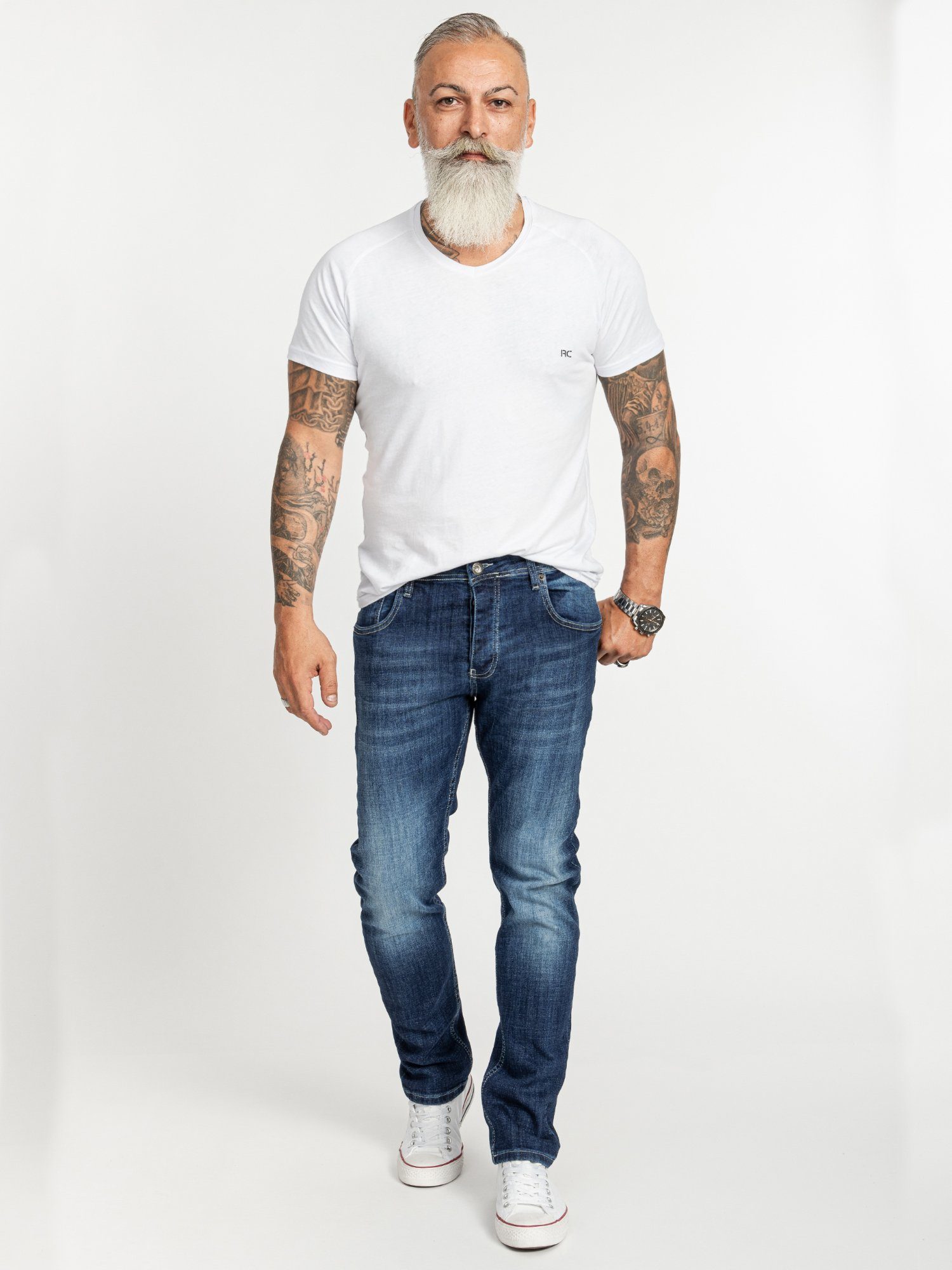 Rock Creek Regular-fit-Jeans Herren Jeans Stonewashed Blau RC-2411