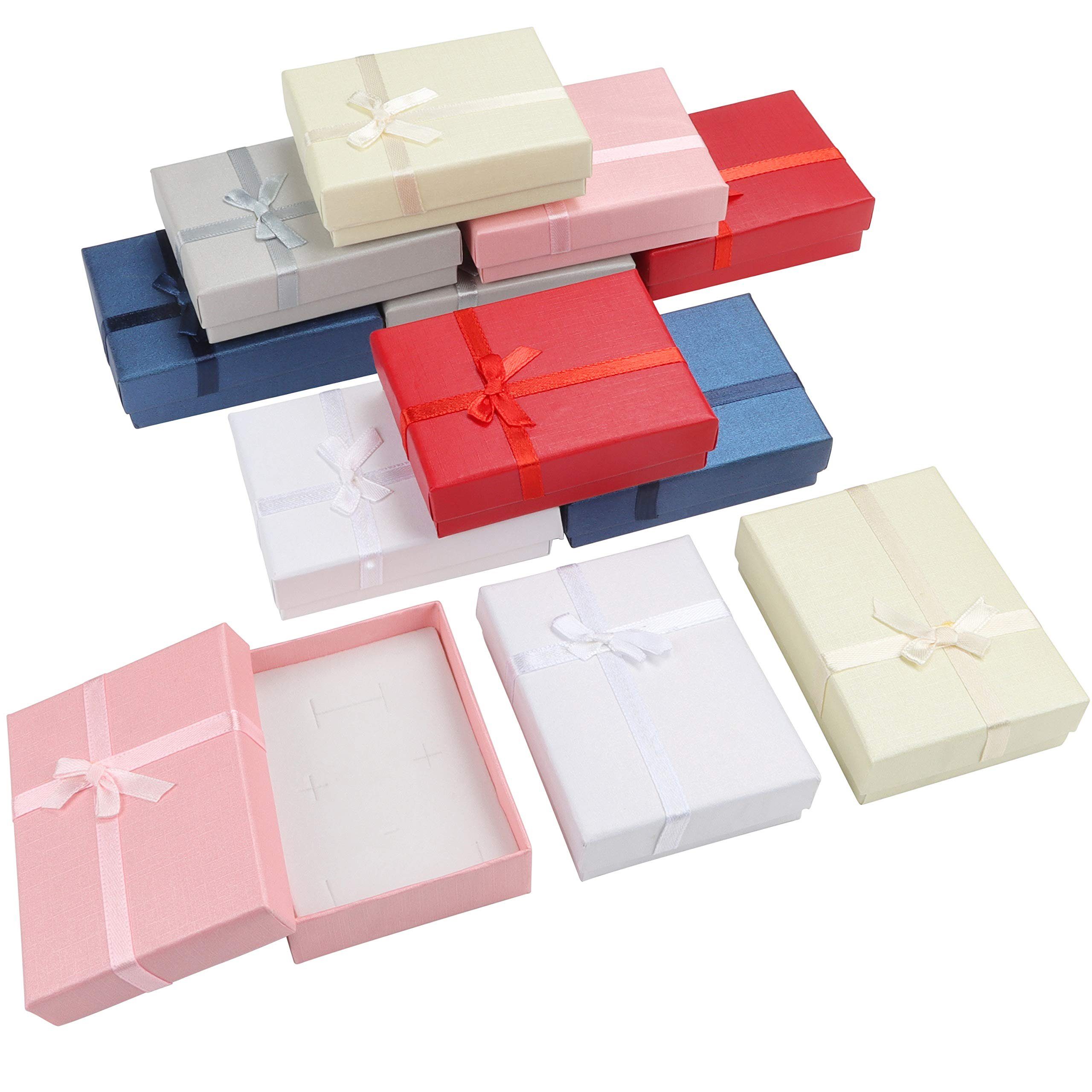Kurtzy Geschenkbox Schmuck Geschenkbox Set 12 Stück 8,5 x 6,5 x 2,5cm 6 Farben, Schmuck Geschenkbox 12 Stück 8,5 x 6,5 x 2,5cm 6 Farben