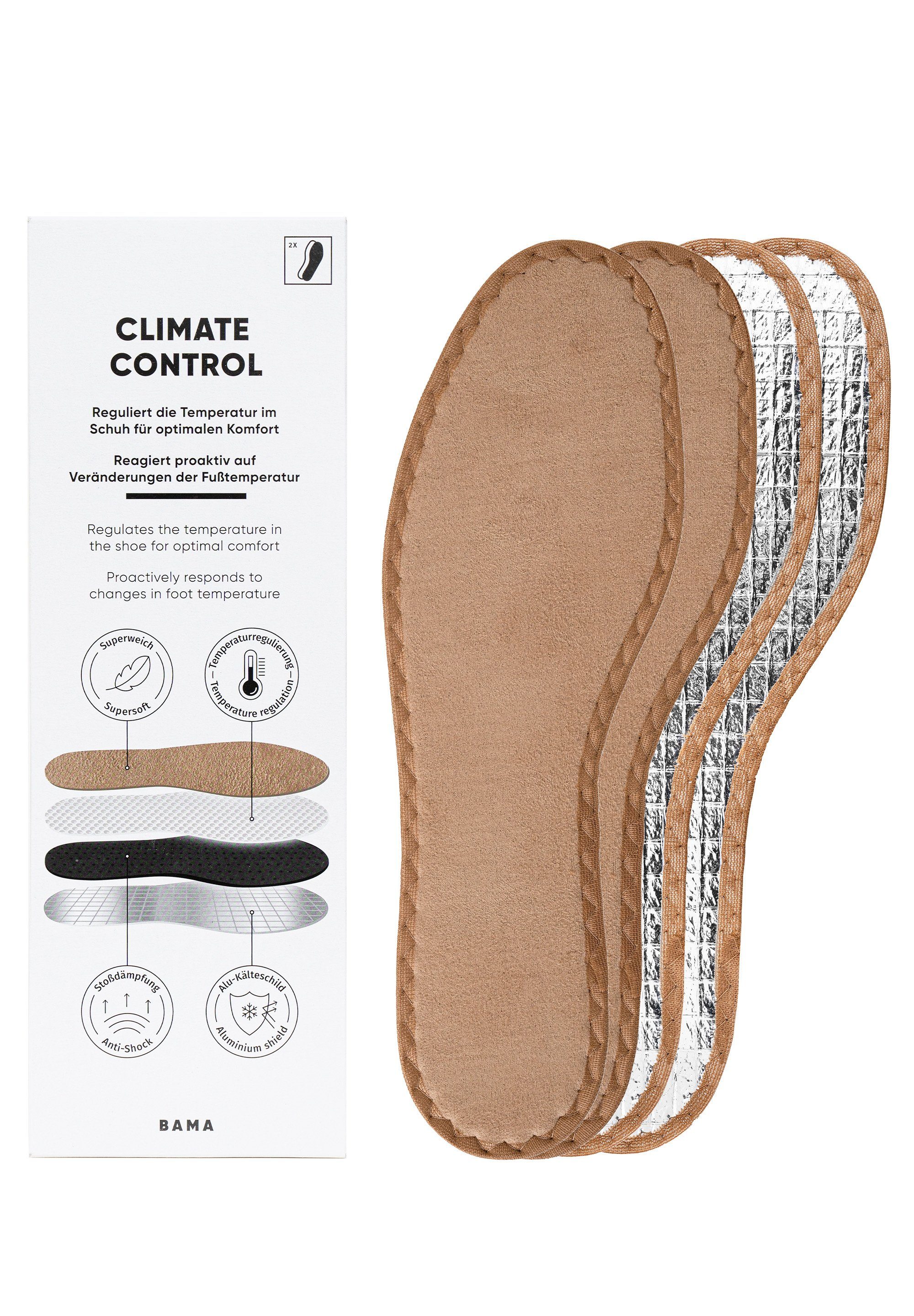 BAMA Group Einlegesohlen BAMA Climate Control - wärmende Sohle 2er Pack, Doppelpack, wärmespeichernde und temperaturregulierende Schuhsohle