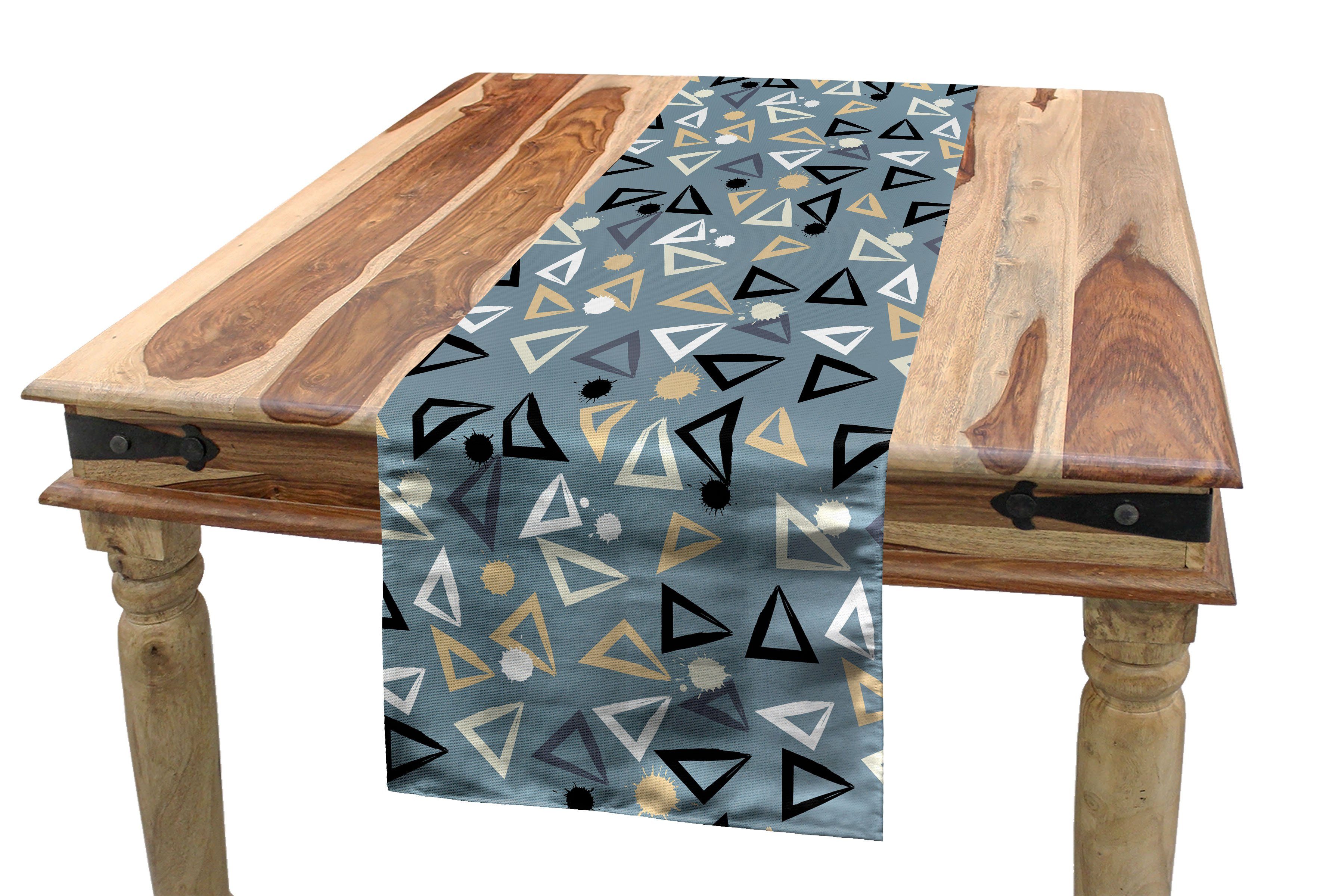 Abakuhaus Tischläufer Esszimmer Küche Rechteckiger Dekorativer Tischläufer, Grunge Triangles Blots