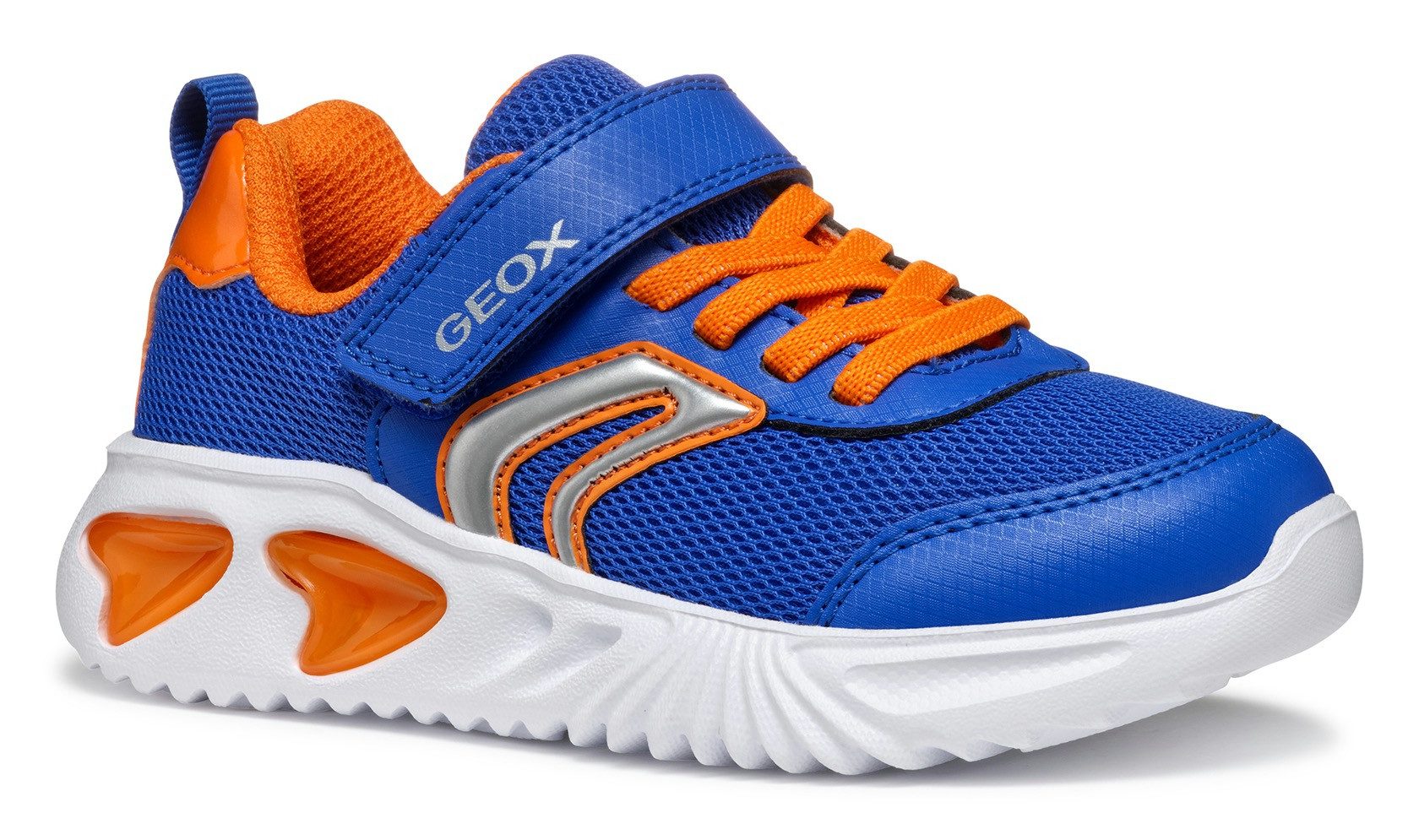 Geox J ASSISTER BOY Blinkschuh Sneaker Sportschuh, Klettschuh mit auffällig blinkender Sohle
