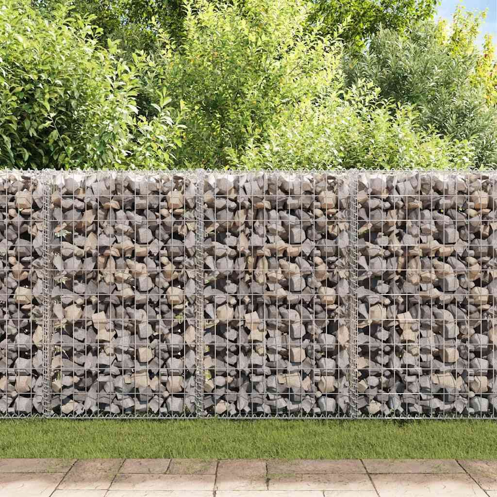 vidaXL Gartenzaun Gabionenwand mit Abdeckung Verzinkter günstig online kaufen